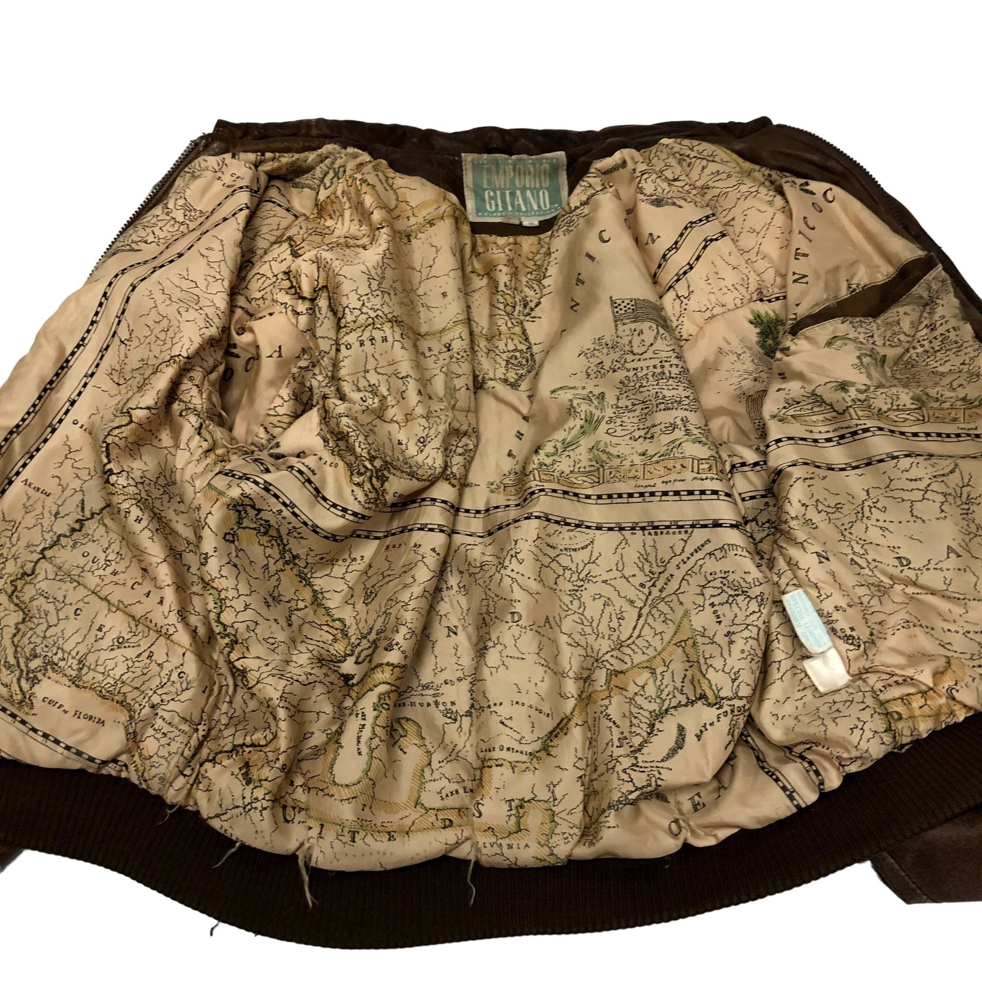 Vtg 80 90's Gitano Brown DISTRESSED Bomber A2 FLIGHT Jacket