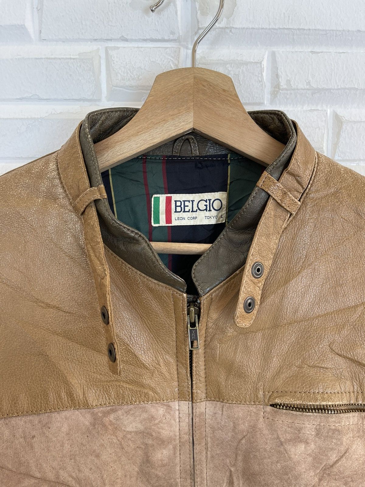 Vintage 🔥WINTER🔥 BIKER LEATHER JACKET BELGIO CAFE RACER Size US L / EU 52-54 / 3 - 3 Thumbnail