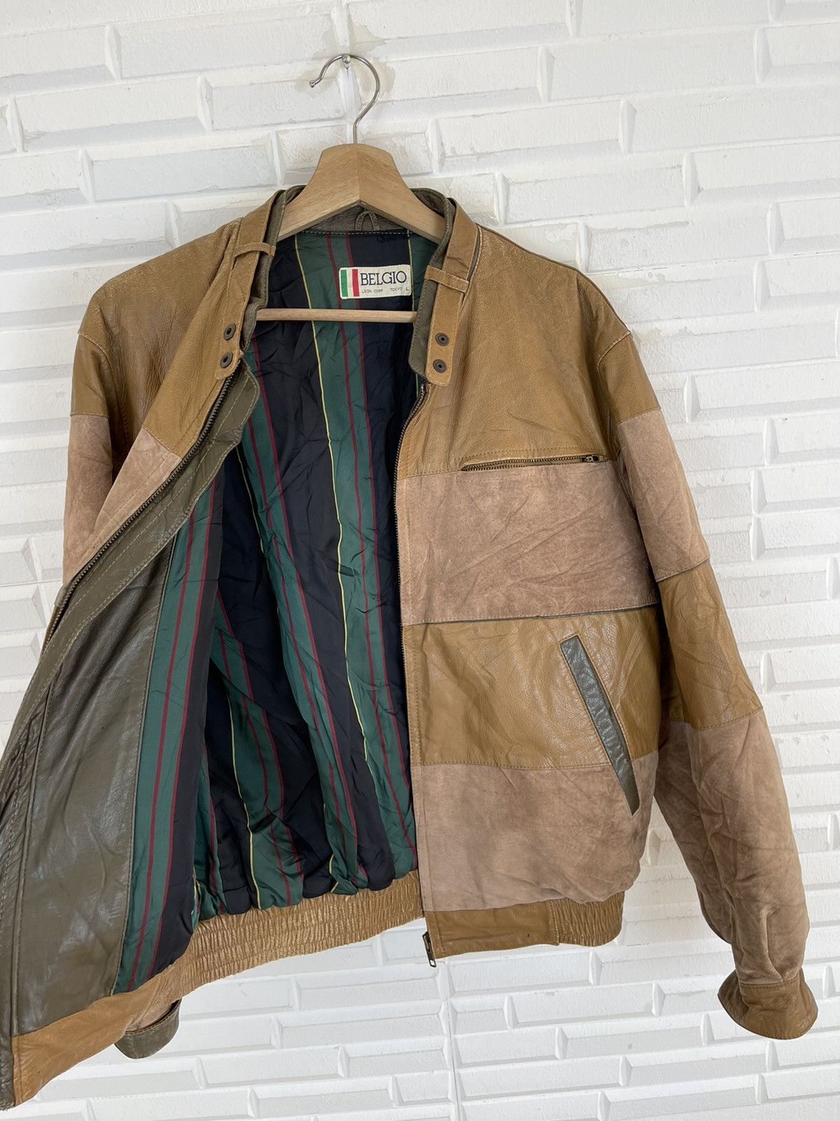 Vintage 🔥WINTER🔥 BIKER LEATHER JACKET BELGIO CAFE RACER Size US L / EU 52-54 / 3 - 5 Thumbnail