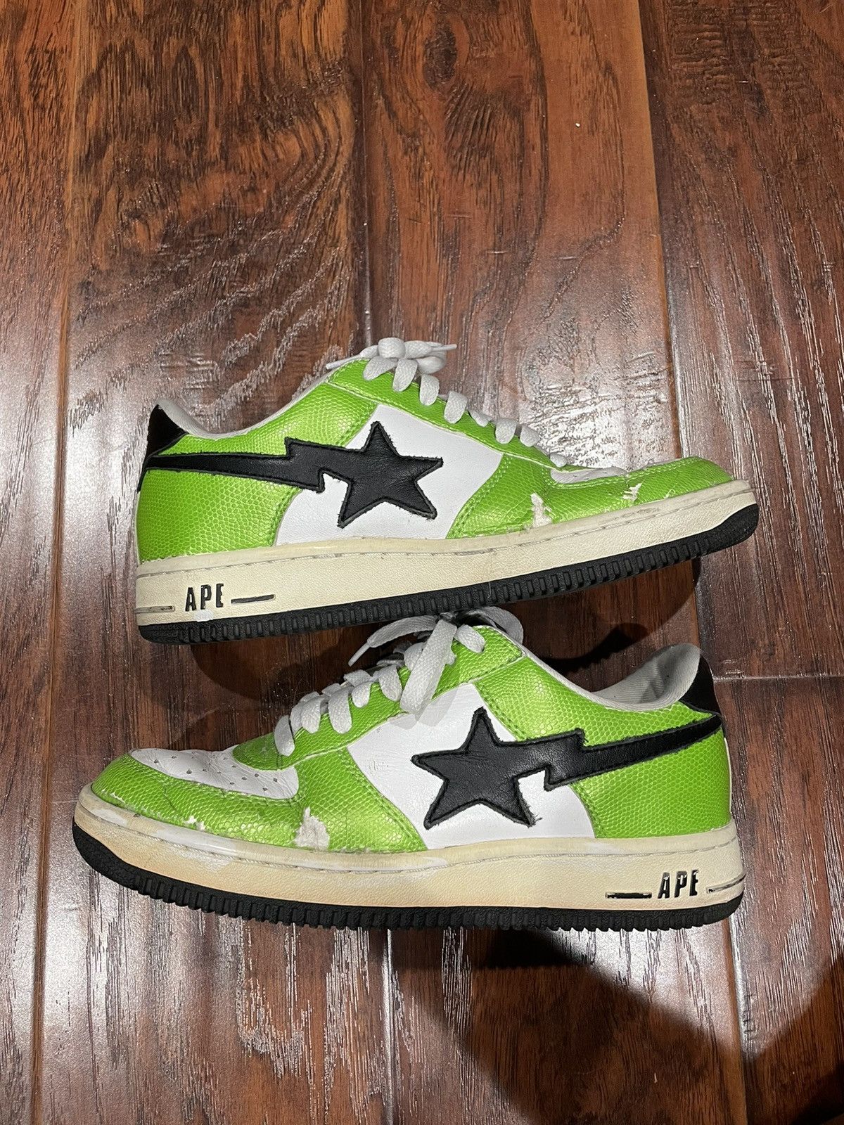 Bape Bapesta FS001 Green/White Snakeskin 8.5/26.5cm Grailed