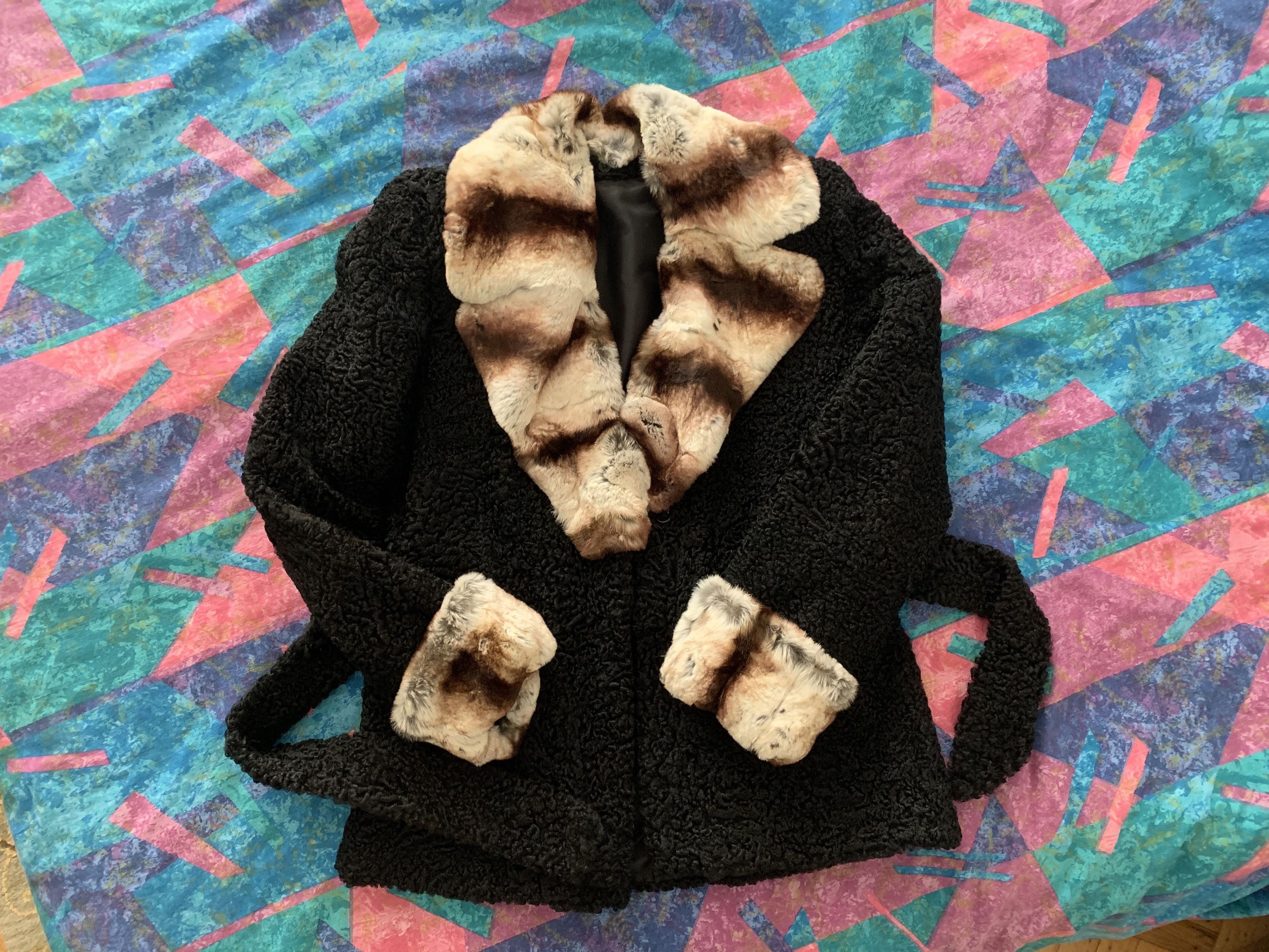 Other Persian Lamb Astrakhan Fur Coat Fur Collar Cuffs Size M / US 6-8 / IT 42-44 - 6 Thumbnail