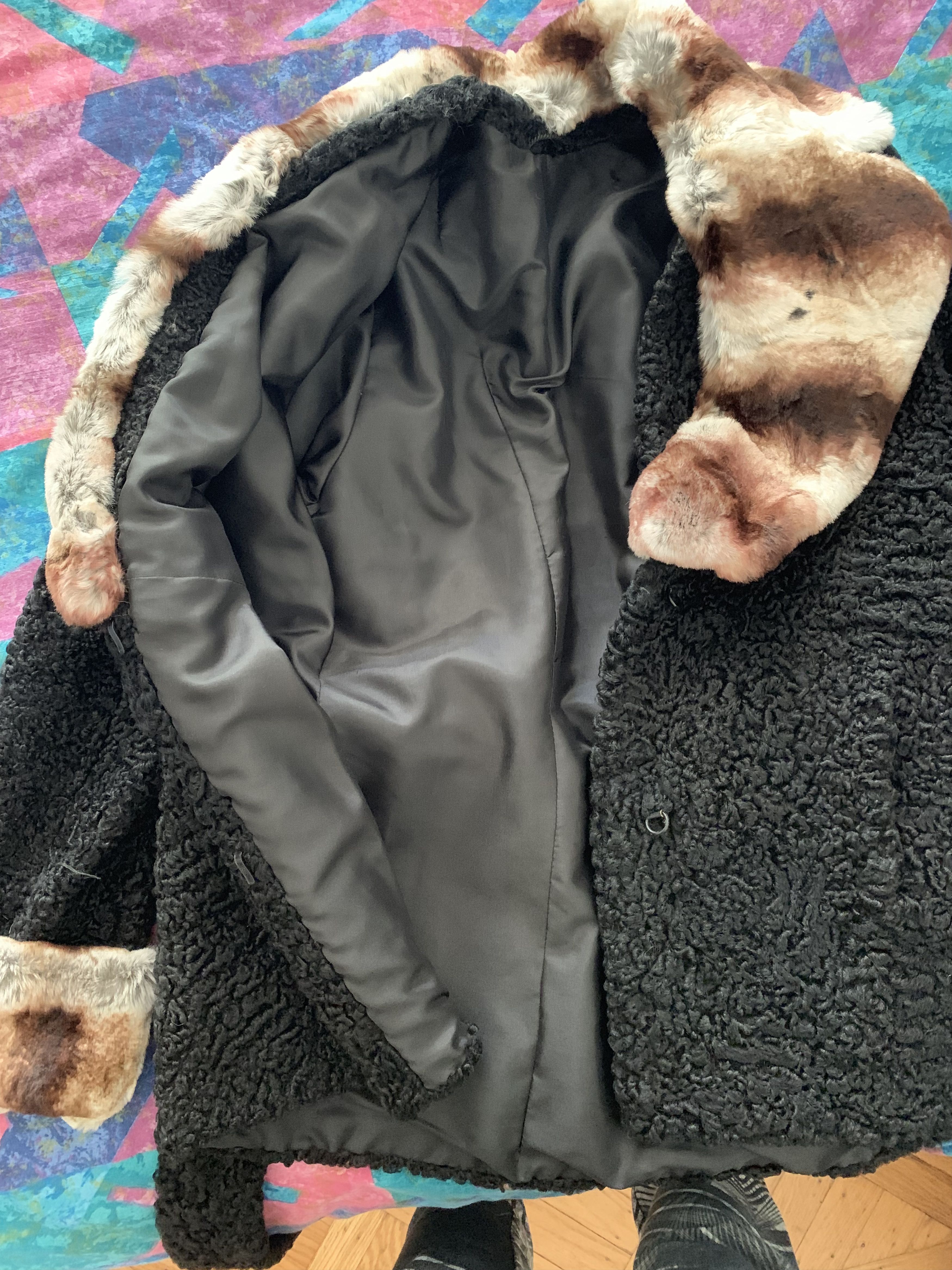 Other Persian Lamb Astrakhan Fur Coat Fur Collar Cuffs Size M / US 6-8 / IT 42-44 - 2 Thumbnail
