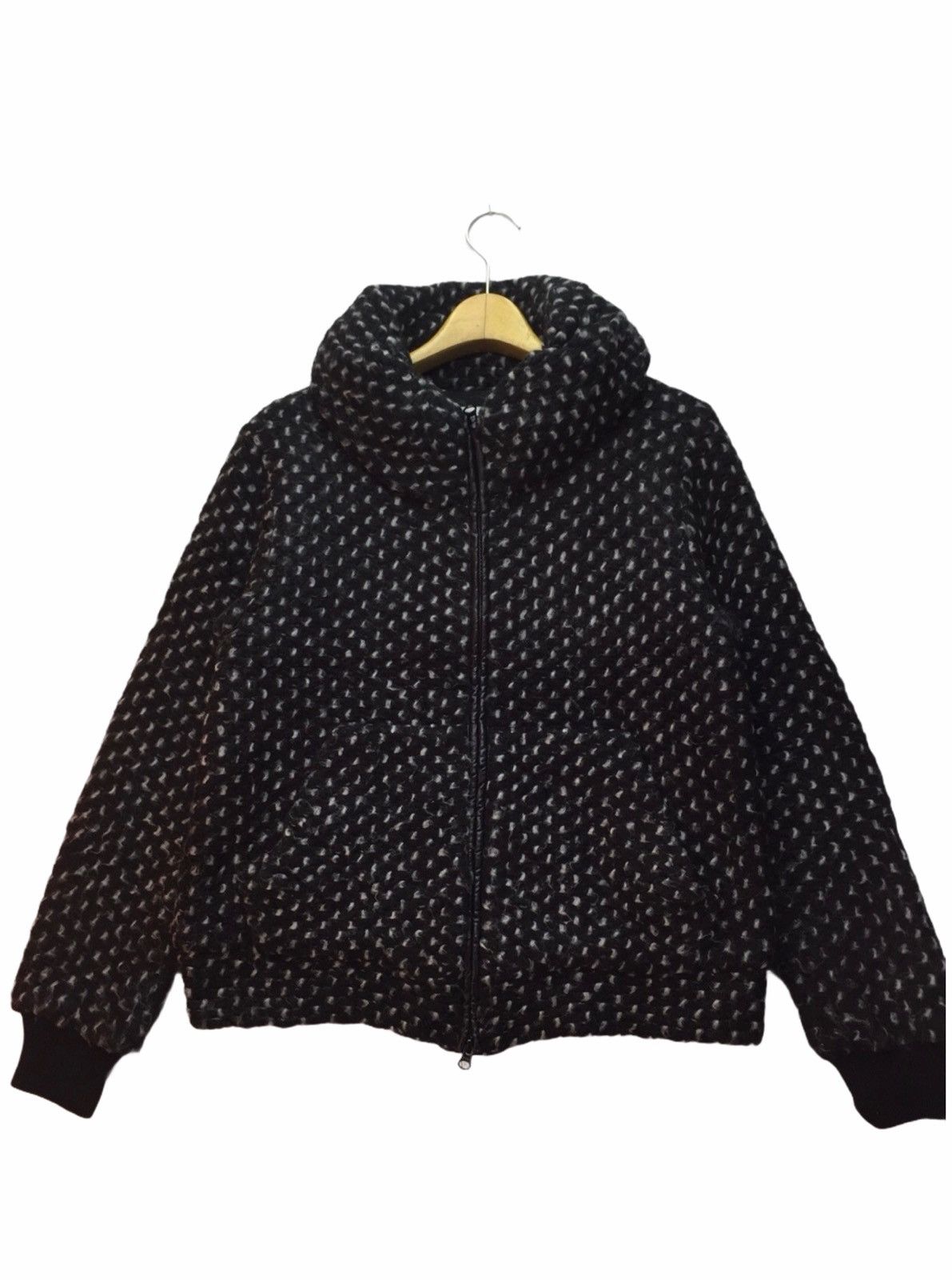 image of Tsumori Chisato Issey Miyake Fleece Bomber Jacket in Black, Men's (Size Medium)