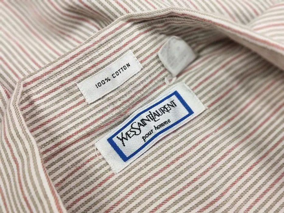 Yves Saint Laurent Vintage 80's Yves Saint Laurent Men's Striped Pockets Shirt Size US L / EU 52-54 / 3 - 9 Thumbnail