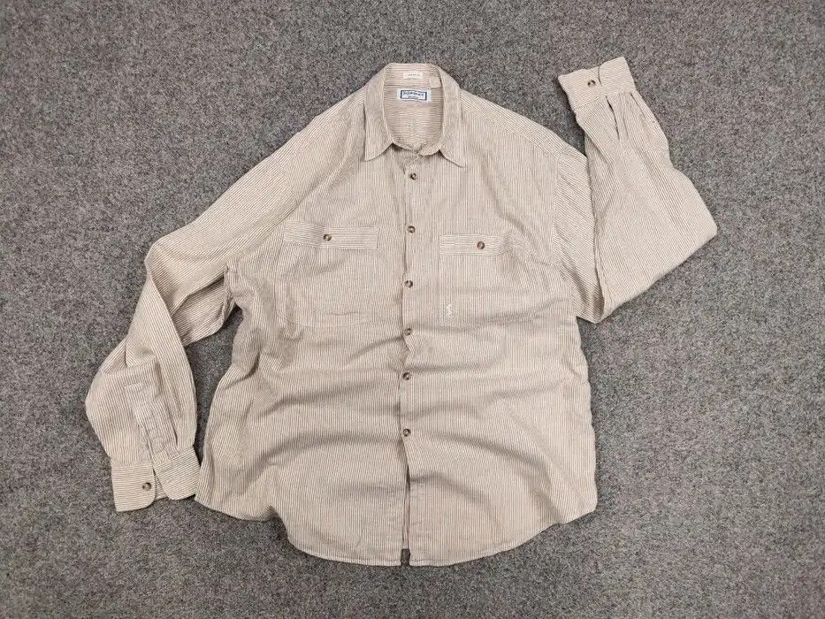 Yves Saint Laurent Vintage 80's Yves Saint Laurent Men's Striped Pockets Shirt Size US L / EU 52-54 / 3 - 5 Thumbnail