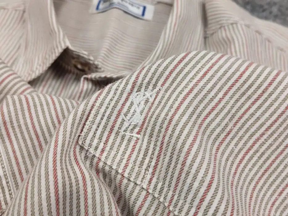 Yves Saint Laurent Vintage 80's Yves Saint Laurent Men's Striped Pockets Shirt Size US L / EU 52-54 / 3 - 8 Thumbnail