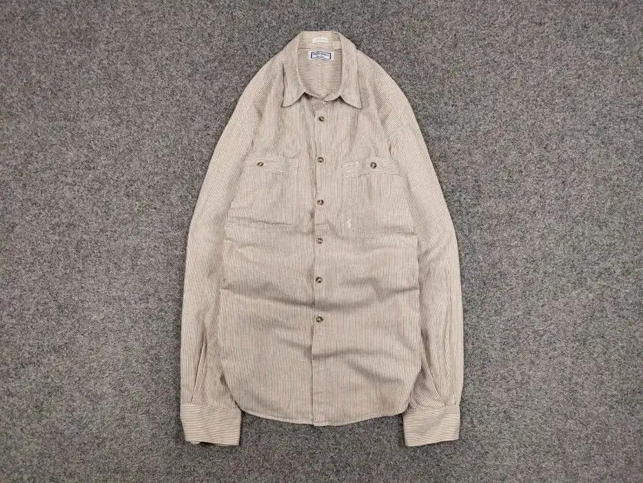 Yves Saint Laurent Vintage 80's Yves Saint Laurent Men's Striped Pockets Shirt Size US L / EU 52-54 / 3 - 1 Thumbnail