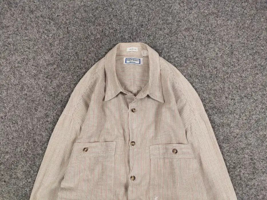 Yves Saint Laurent Vintage 80's Yves Saint Laurent Men's Striped Pockets Shirt Size US L / EU 52-54 / 3 - 3 Thumbnail