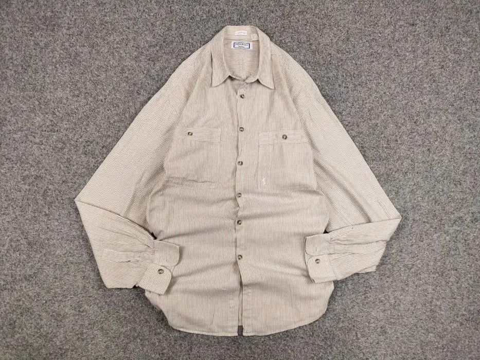 Yves Saint Laurent Vintage 80's Yves Saint Laurent Men's Striped Pockets Shirt Size US L / EU 52-54 / 3 - 6 Thumbnail