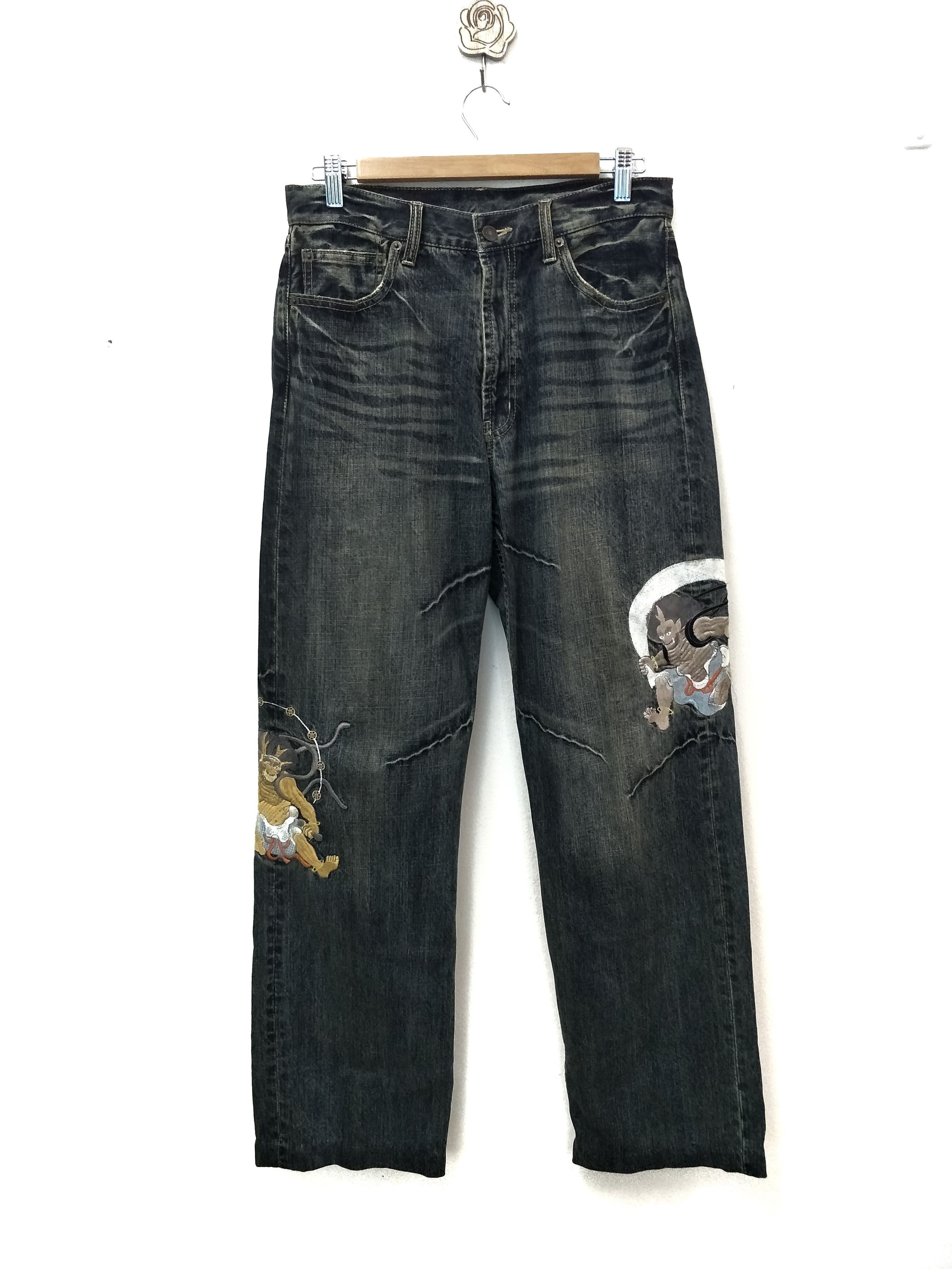 Japanese Brand Japanese Brand Karakuri Tamashi Embroider Japanese God Denim Size US 30 / EU 46 - 1 Thumbnail