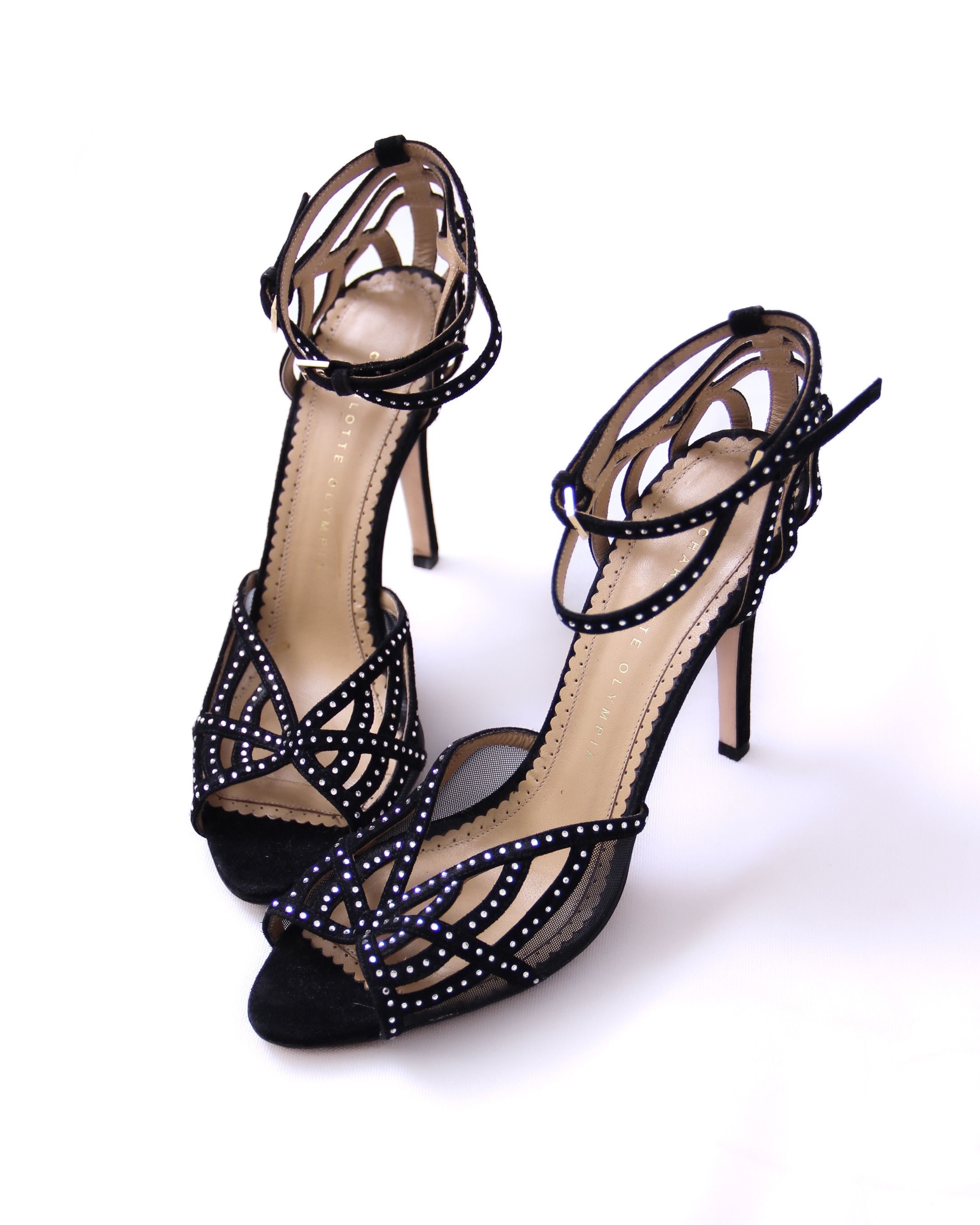 image of Charlotte Olympia Octavia Swarovski Crystal Heel Shoes in Black, Women's (Size 9)