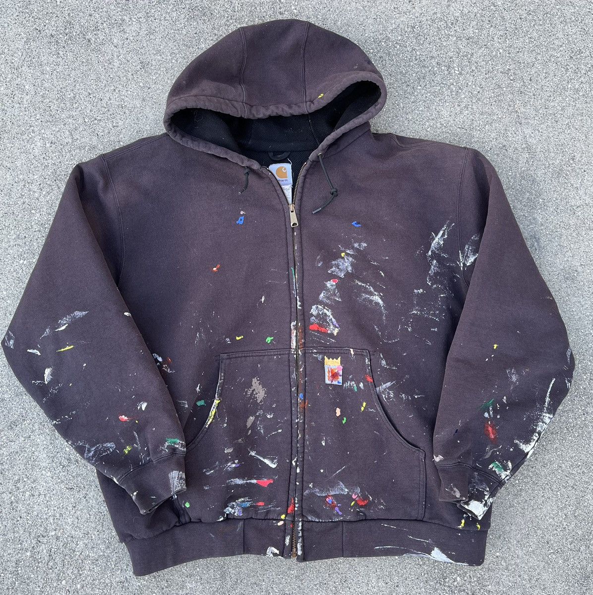 Vintage Carhartt Hoodie Sun Fade Distressed Jacket Thermal