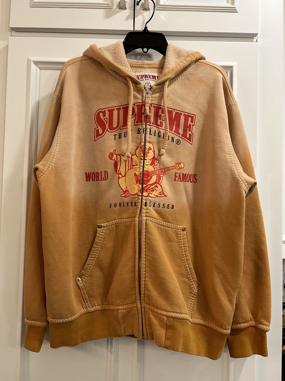 Supreme True Religion Zip Up Hooded Sweatshirt Dusty Orange