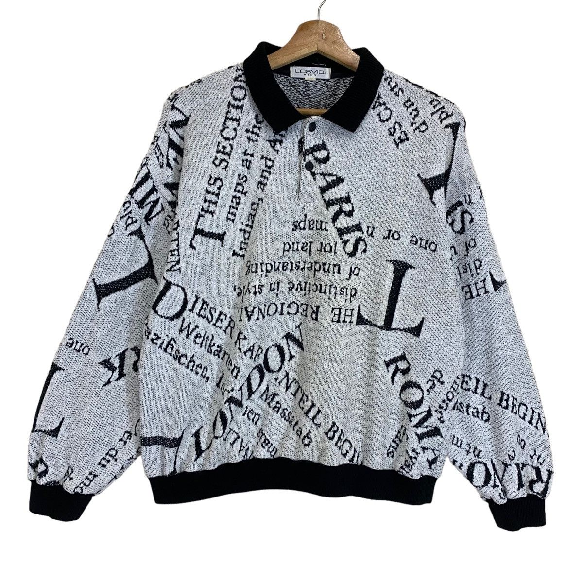 Designer × Vintage Vintage 90’s Losvio Men Collar Jumper Losvio Sweatshirts Size US M / EU 48-50 / 2 - 1 Thumbnail