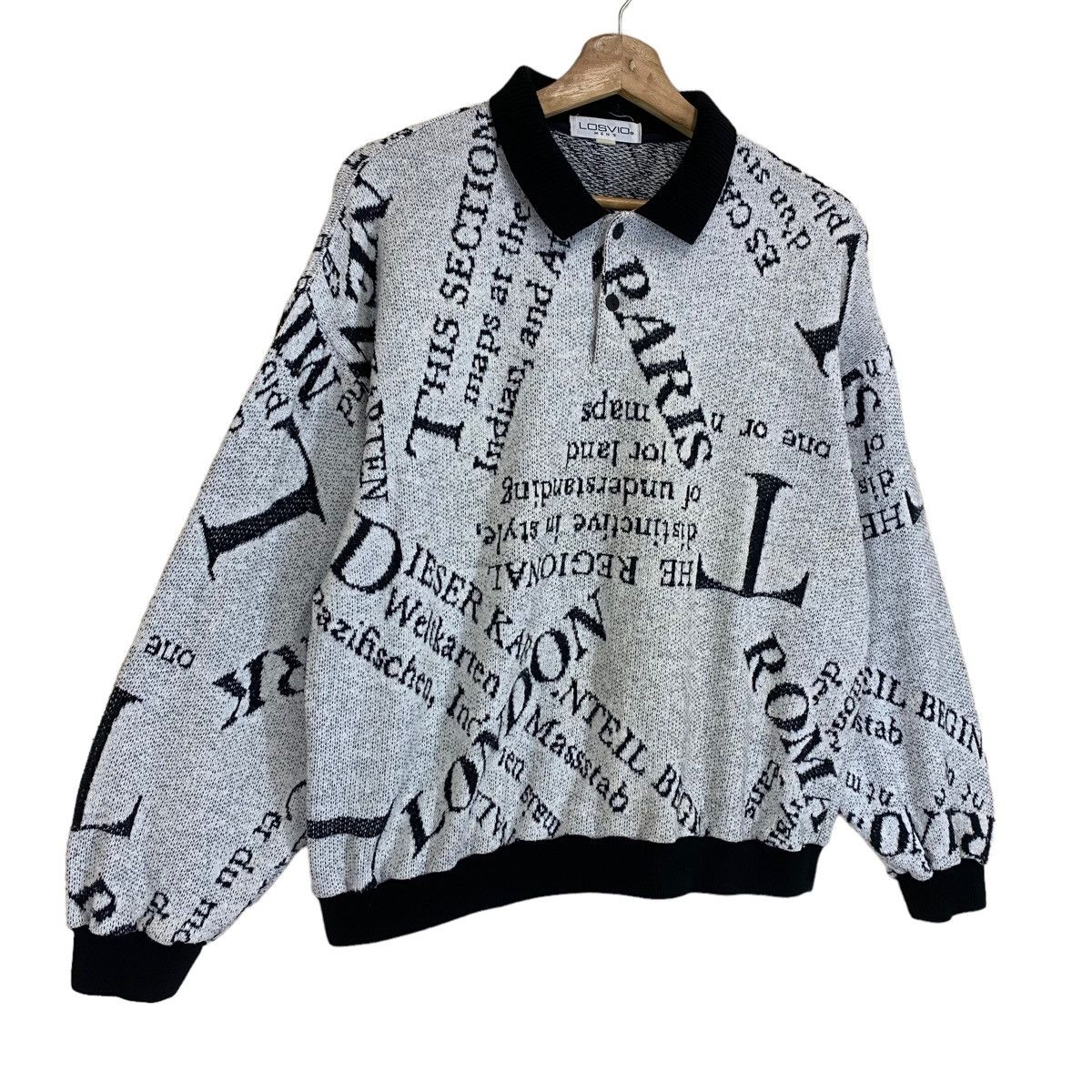 Designer × Vintage Vintage 90’s Losvio Men Collar Jumper Losvio Sweatshirts Size US M / EU 48-50 / 2 - 2 Thumbnail