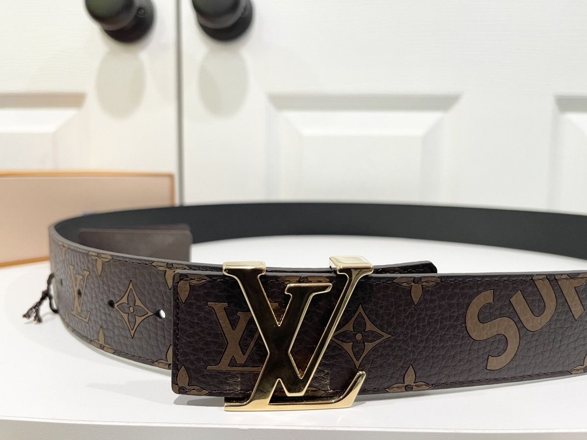 Brown supreme louis vuitton belt best sale