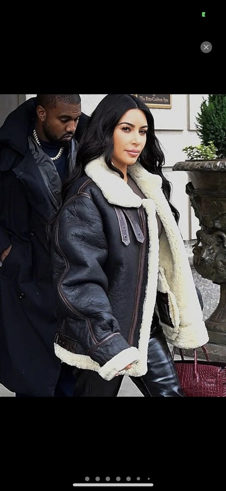 Genuine Leather × Kim Kardashian Kim Kardashian Black B3 Sheepskin Jacket Size US XL / EU 56 / 4 - 3 Thumbnail