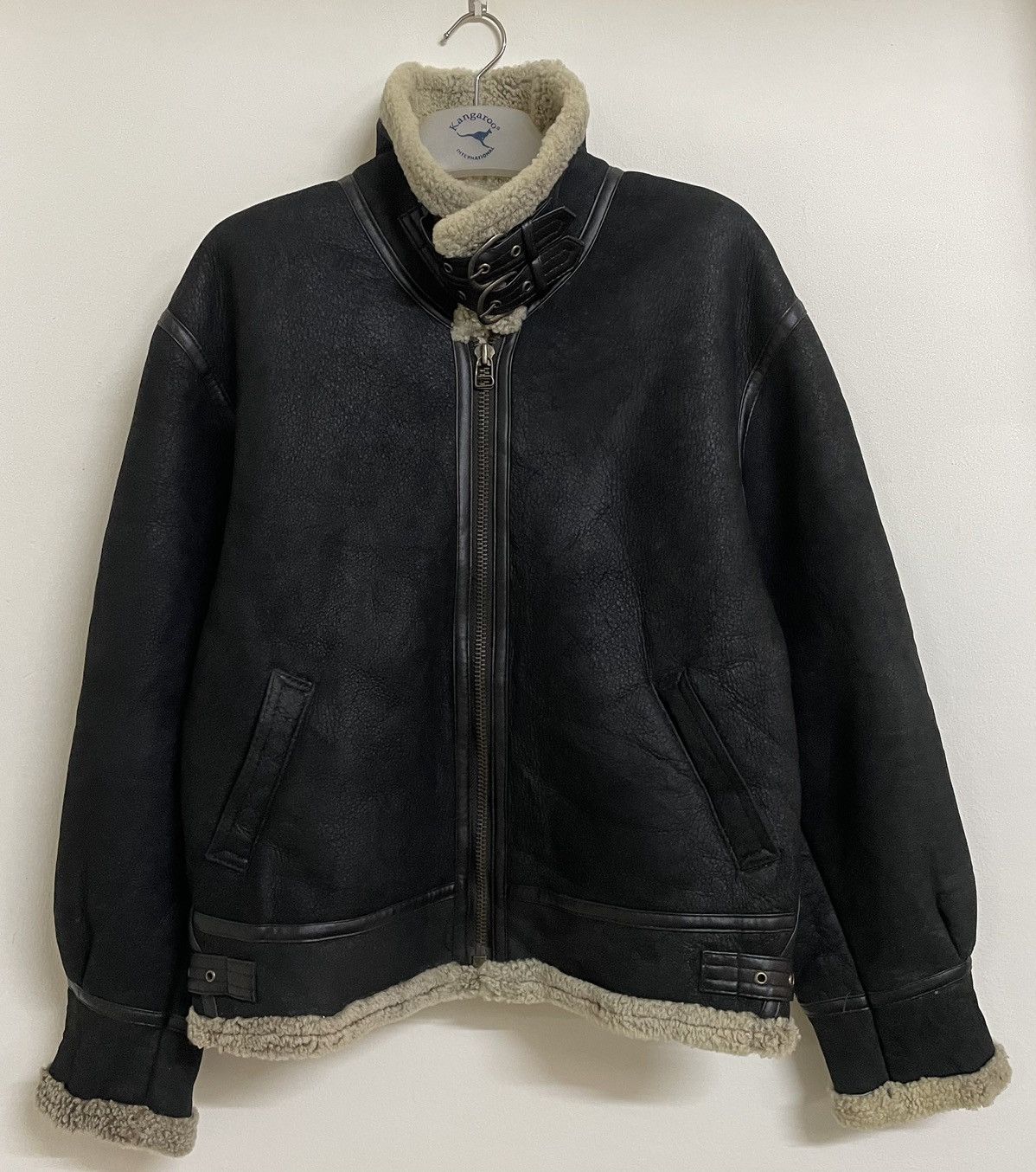 Genuine Leather × Kim Kardashian Kim Kardashian Black B3 Sheepskin Jacket Size US XL / EU 56 / 4 - 2 Thumbnail
