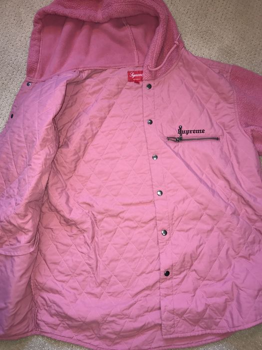 Supreme Supreme Pink Hooded Fleece Nylon Shirt | Grailed