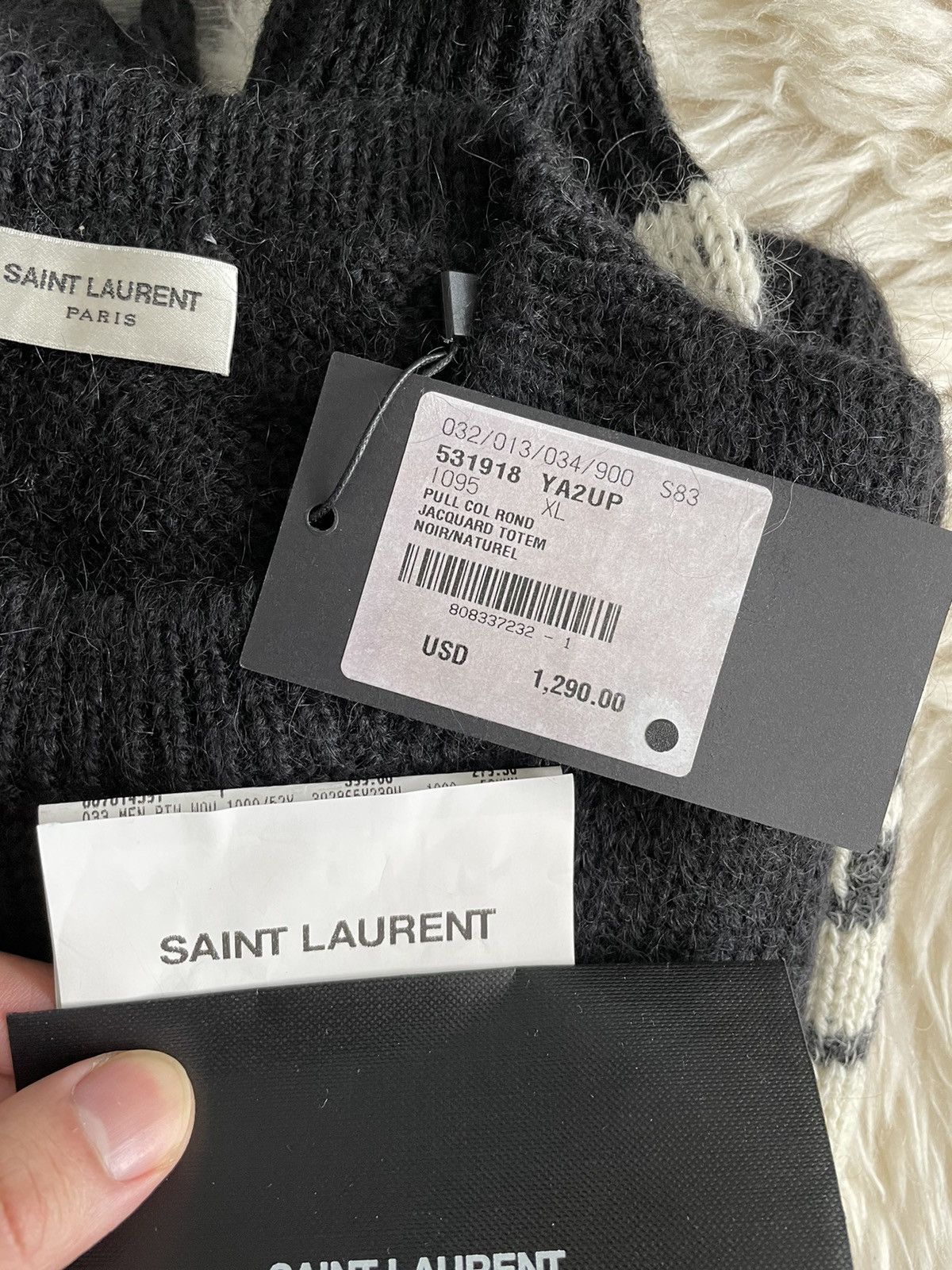 Hedi Slimane × Saint Laurent Paris × Yves Saint Laurent Rare $1,450 Value Super Runway Col Rond Graphic Sweater New Size US L / EU 52-54 / 3 - 2 Thumbnail