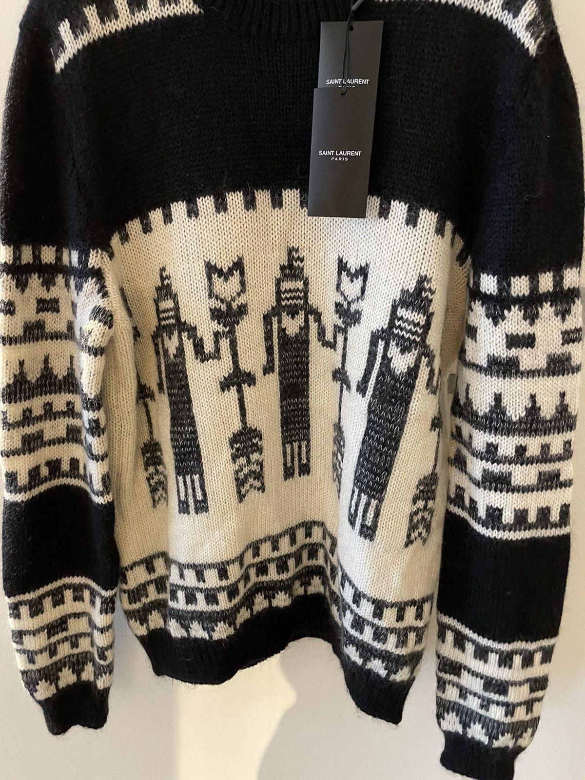 Hedi Slimane × Saint Laurent Paris × Yves Saint Laurent Rare $1,450 Value Super Runway Col Rond Graphic Sweater New Size US L / EU 52-54 / 3 - 11 Thumbnail