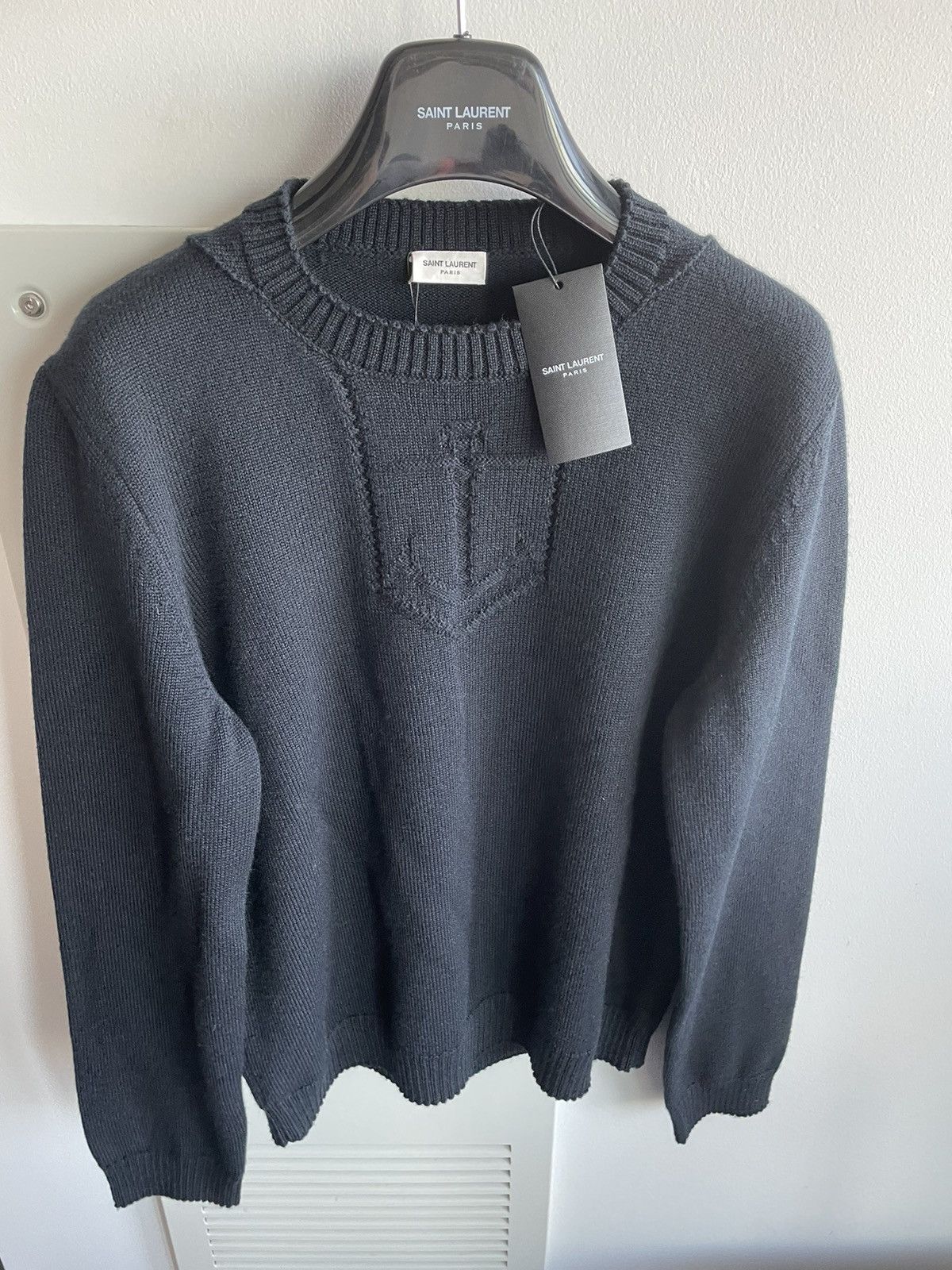 Saint Laurent Paris × Yves Saint Laurent Limited Brand New Runway Virgin Wool University Sweater Size US XL / EU 56 / 4 - 21 Thumbnail