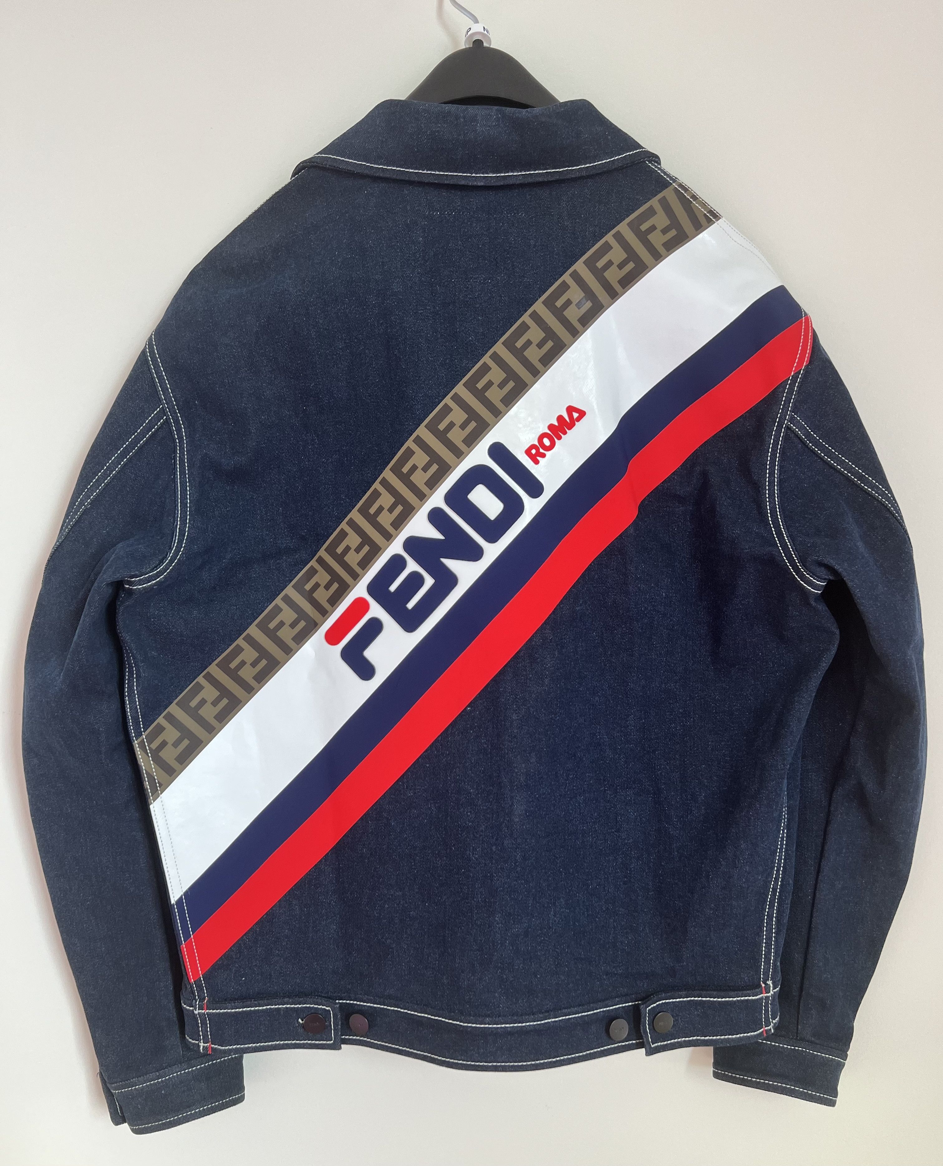 Fendi Fendi x Fila Men's Mania Denim Jacket in Dark Blue