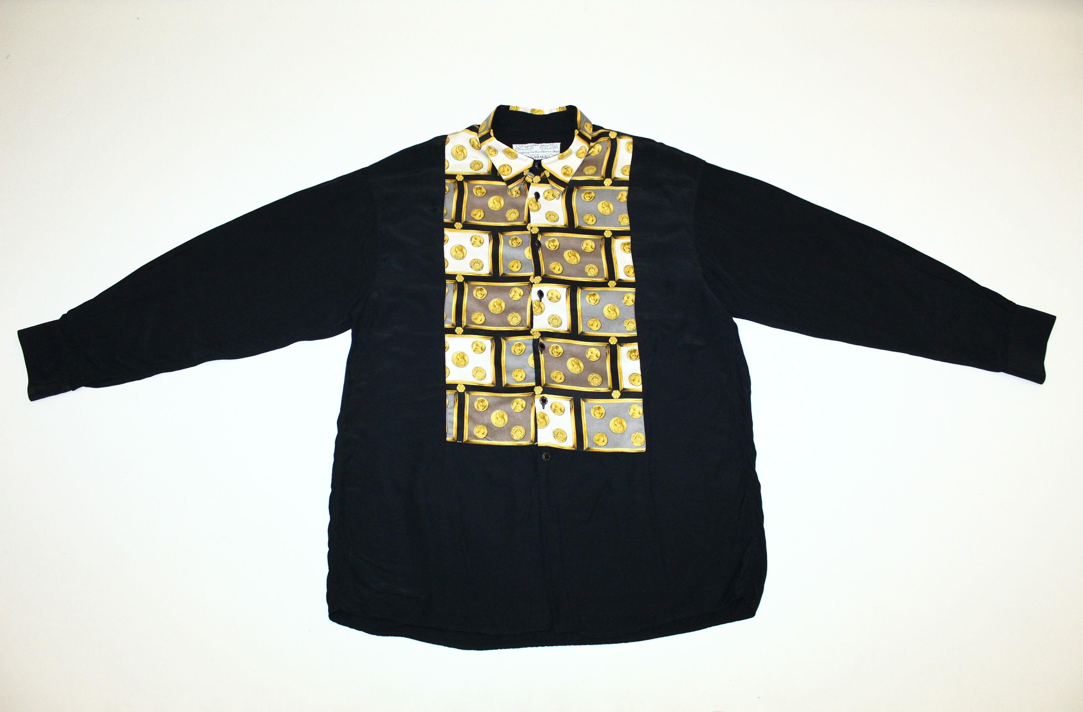 Arts & Science 80's Le Garage Paris Baroque Rayon Silk Tuxedo Shirt Size US XL / EU 56 / 4 - 4 Thumbnail