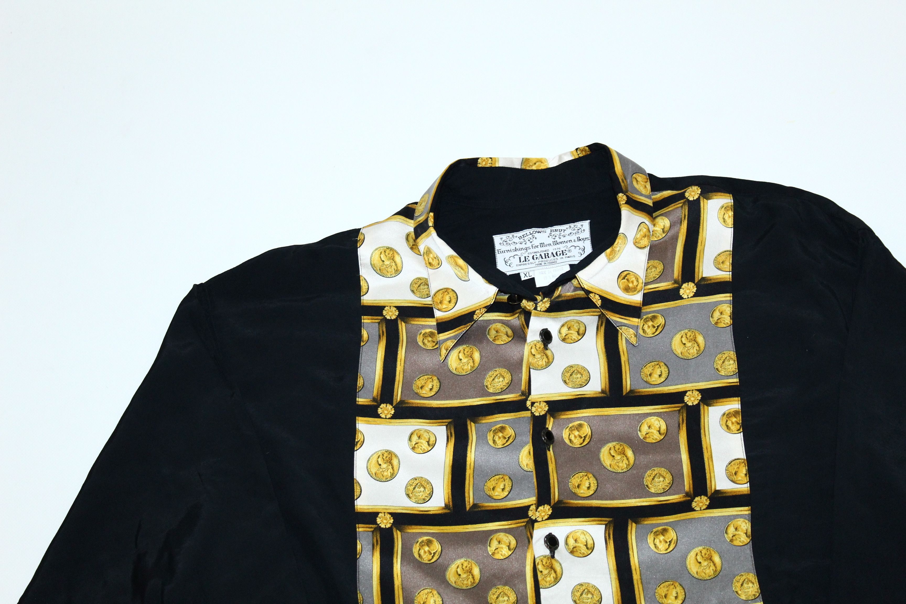 Arts & Science 80's Le Garage Paris Baroque Rayon Silk Tuxedo Shirt Size US XL / EU 56 / 4 - 5 Thumbnail