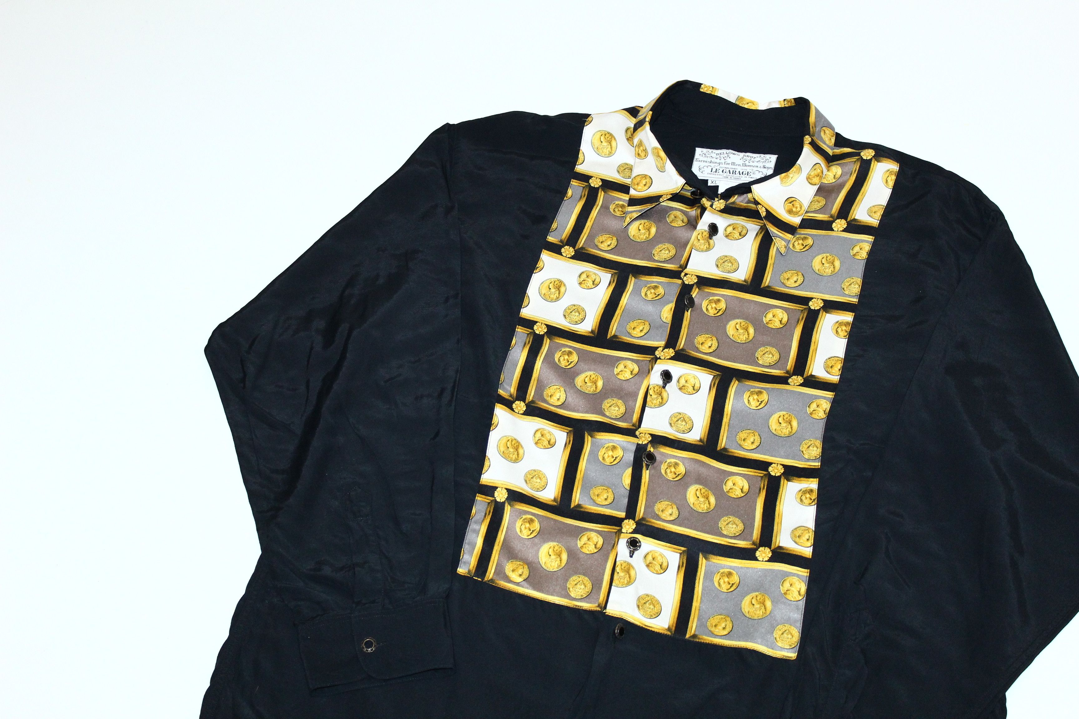 Arts & Science 80's Le Garage Paris Baroque Rayon Silk Tuxedo Shirt Size US XL / EU 56 / 4 - 6 Thumbnail