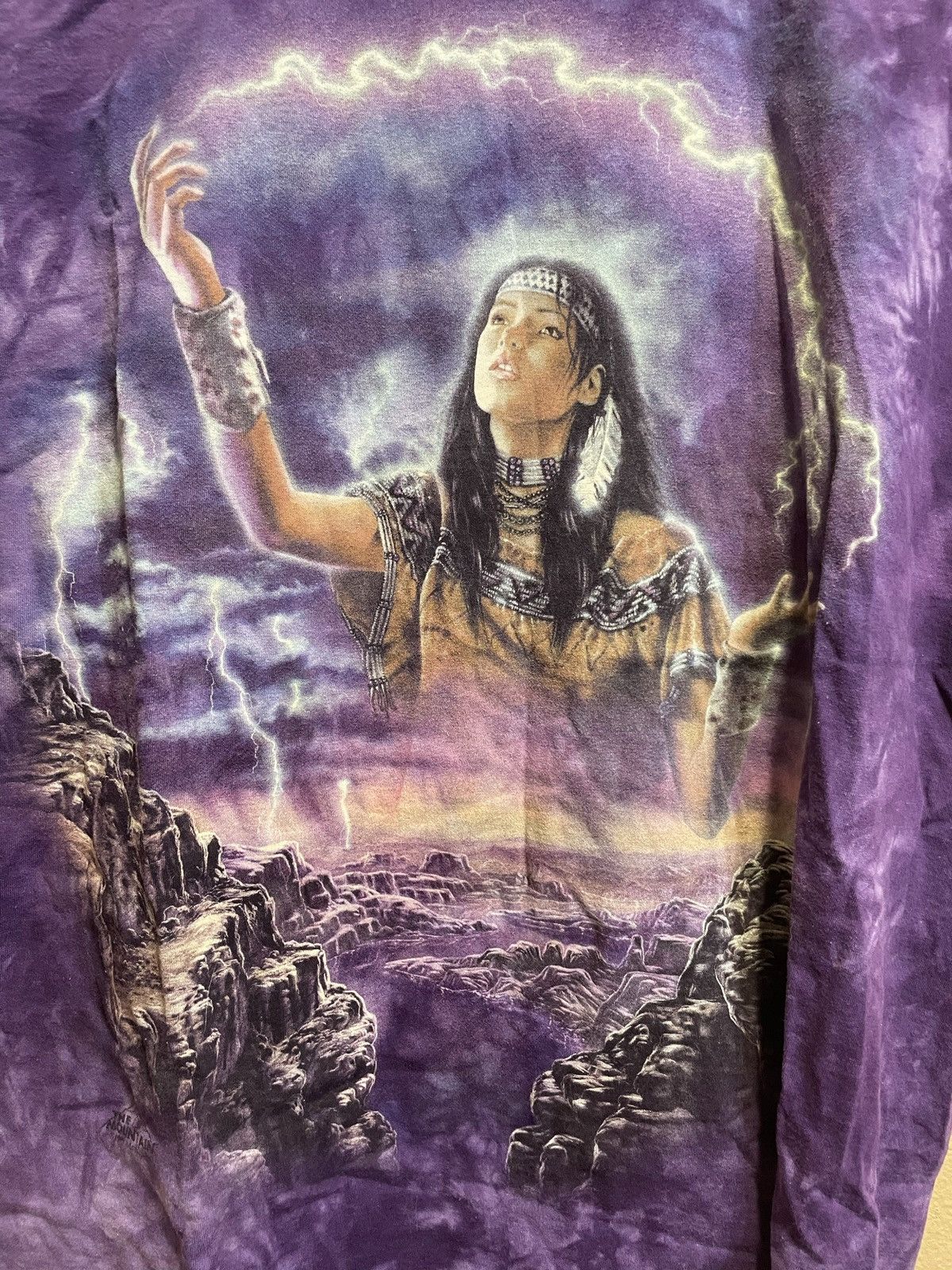 Band Tees × Japanese Brand × Vintage The Mountain Native American Medicine Woman Shaman Tye Die Size US XL / EU 56 / 4 - 1 Thumbnail