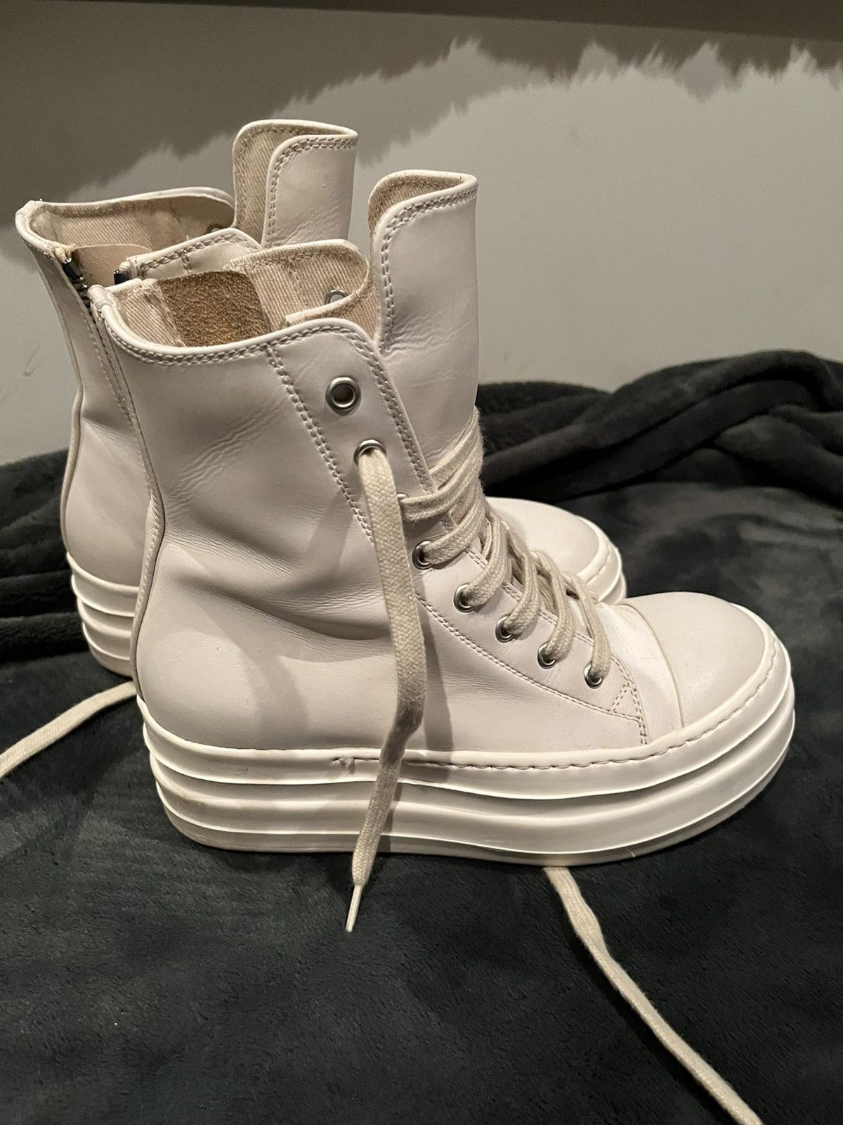 Rick Owens Rick Owens White Leather Double Bumper Ramones Size US 6 / IT 36 - 3 Thumbnail