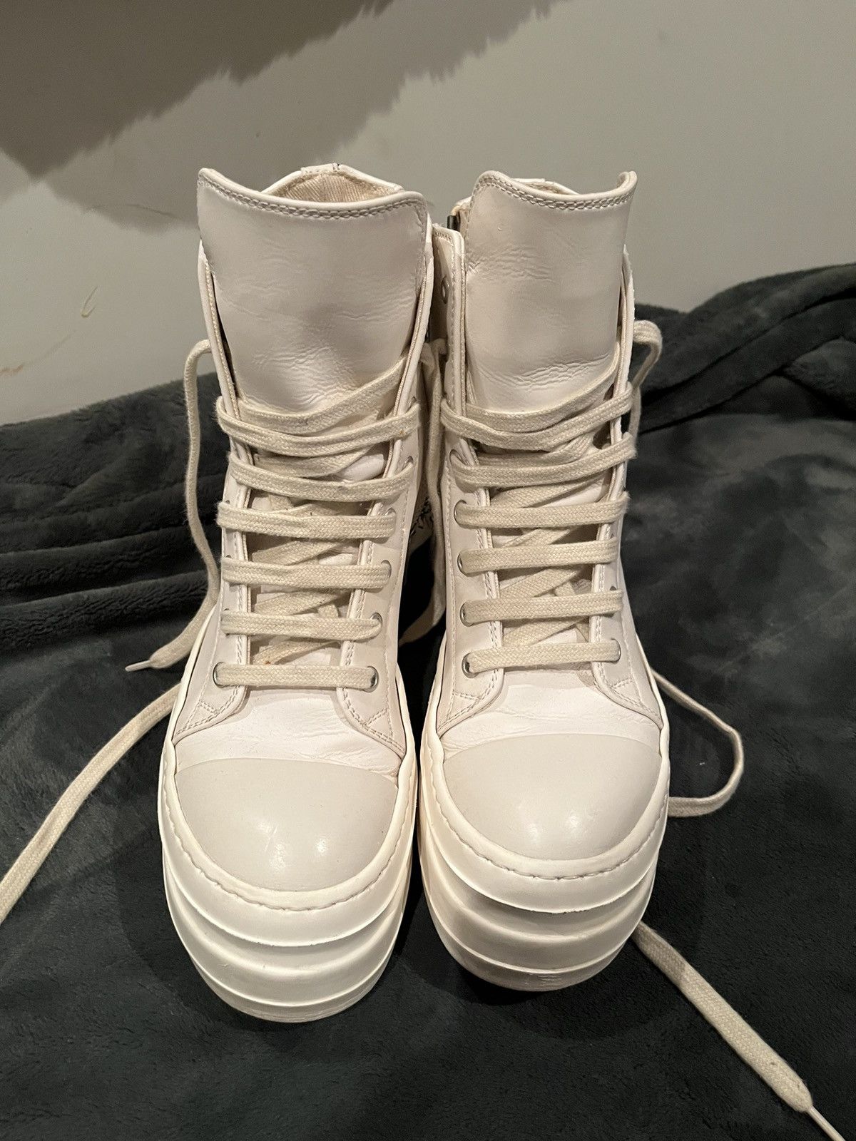 Rick Owens Rick Owens White Leather Double Bumper Ramones Size US 6 / IT 36 - 2 Thumbnail