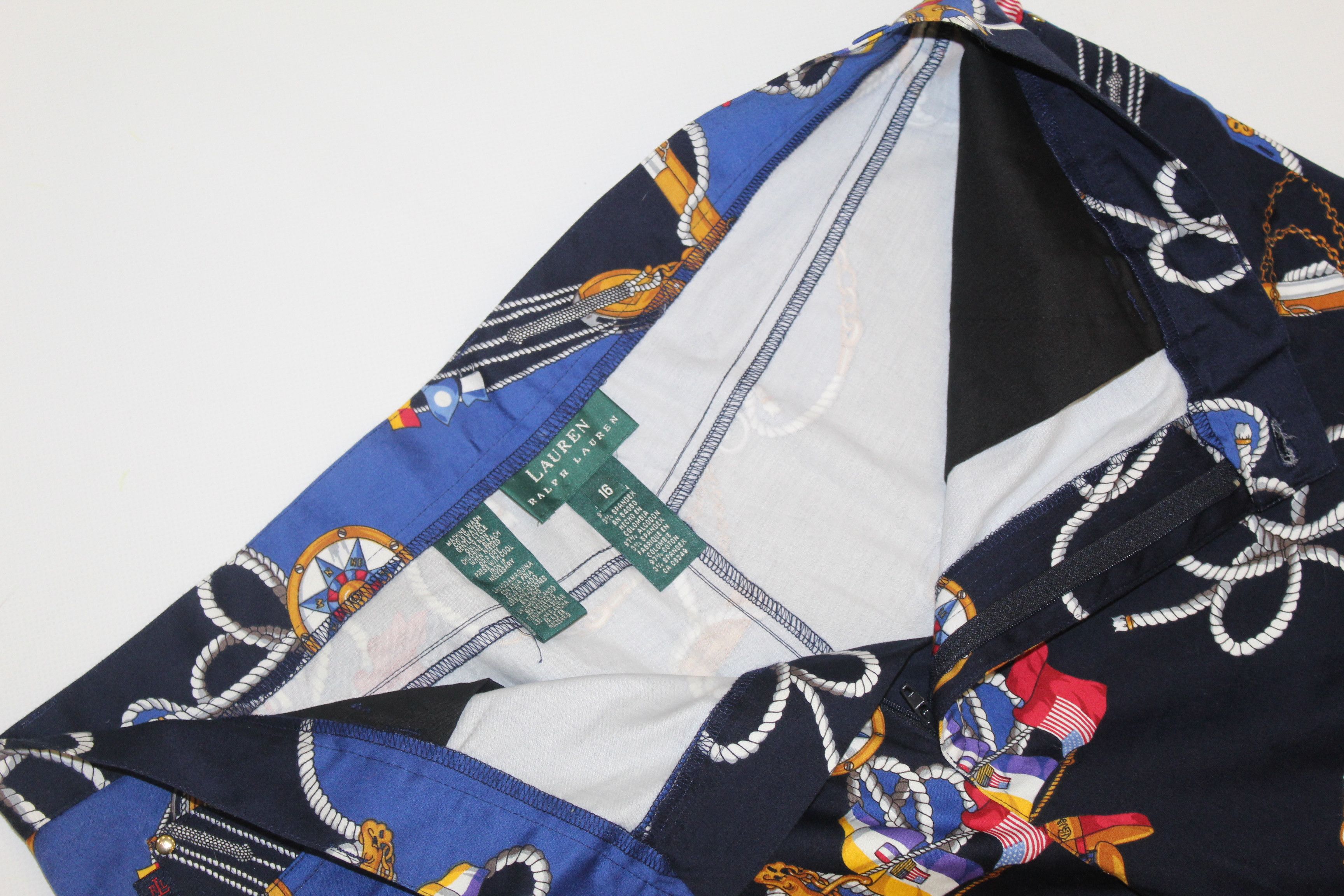 Lauren Ralph Lauren VTG💥Lauren R.L. USA Nautical Sailing Printed Cropped Pants Size US 34 / EU 50 - 8 Thumbnail