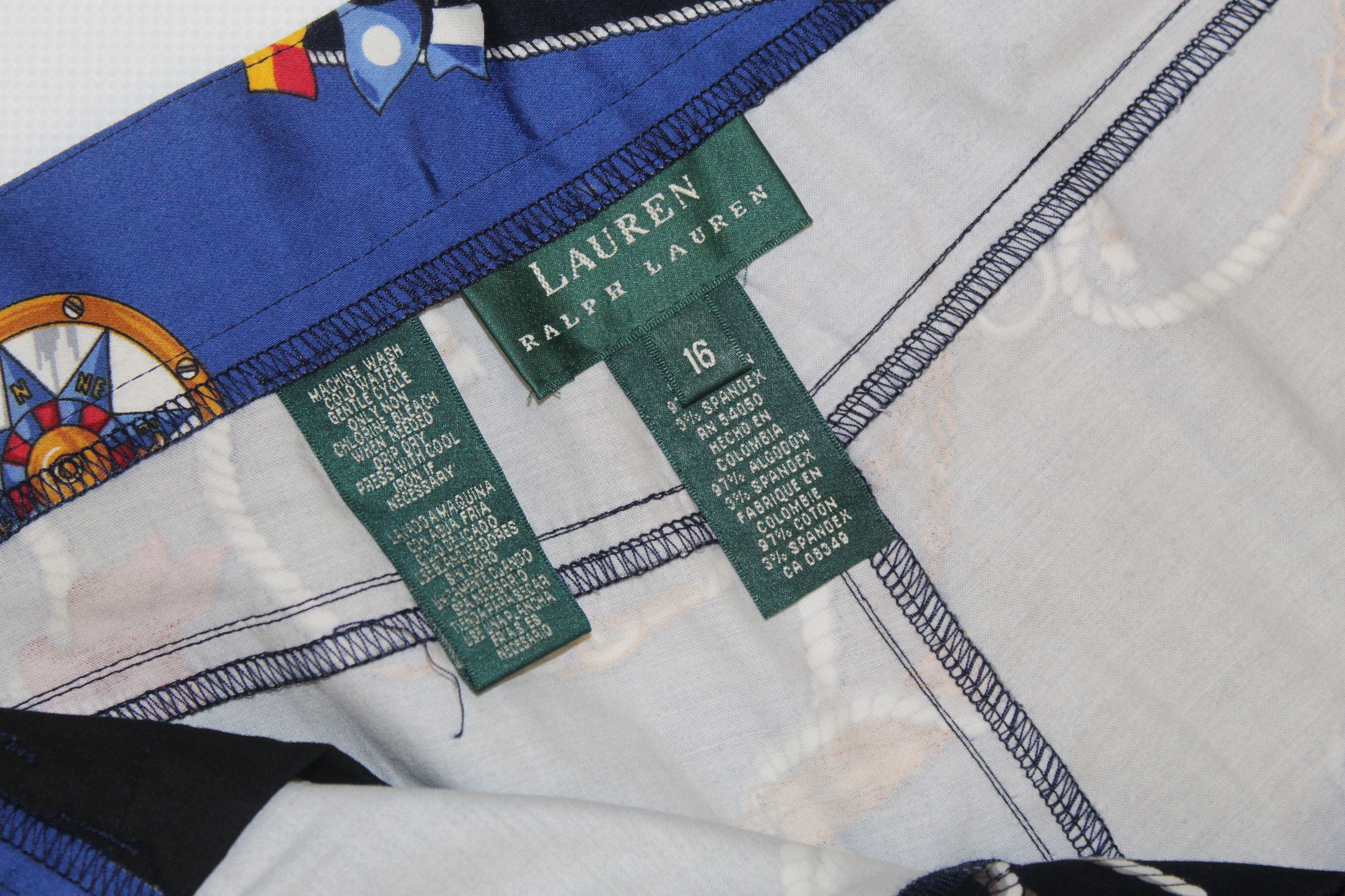 Lauren Ralph Lauren VTG💥Lauren R.L. USA Nautical Sailing Printed Cropped Pants Size US 34 / EU 50 - 3 Thumbnail