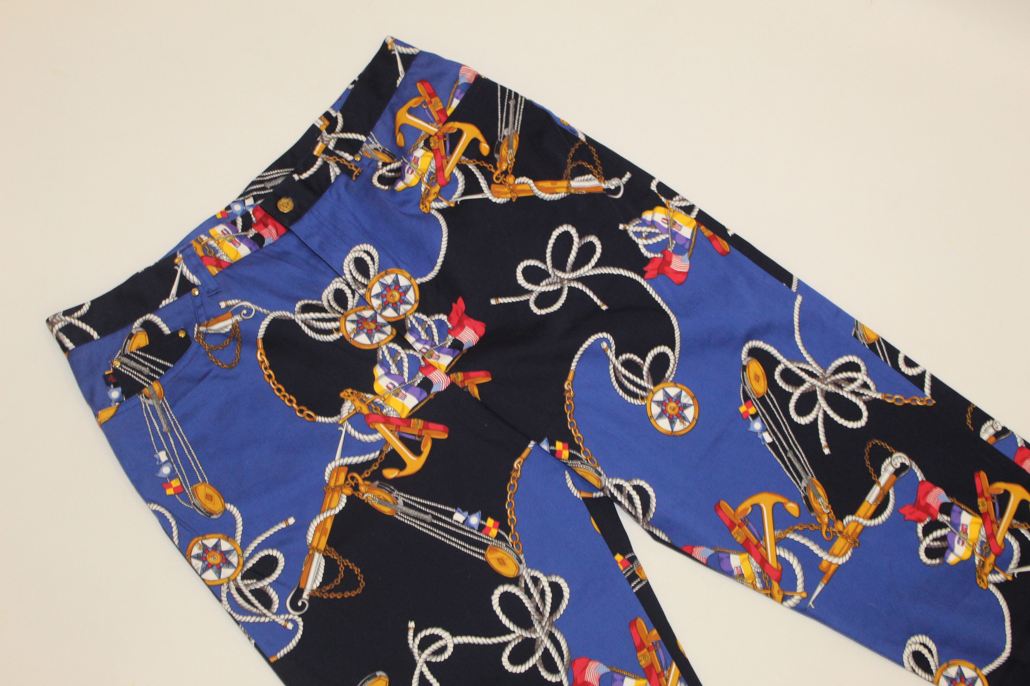 Lauren Ralph Lauren VTG💥Lauren R.L. USA Nautical Sailing Printed Cropped Pants Size US 34 / EU 50 - 4 Thumbnail