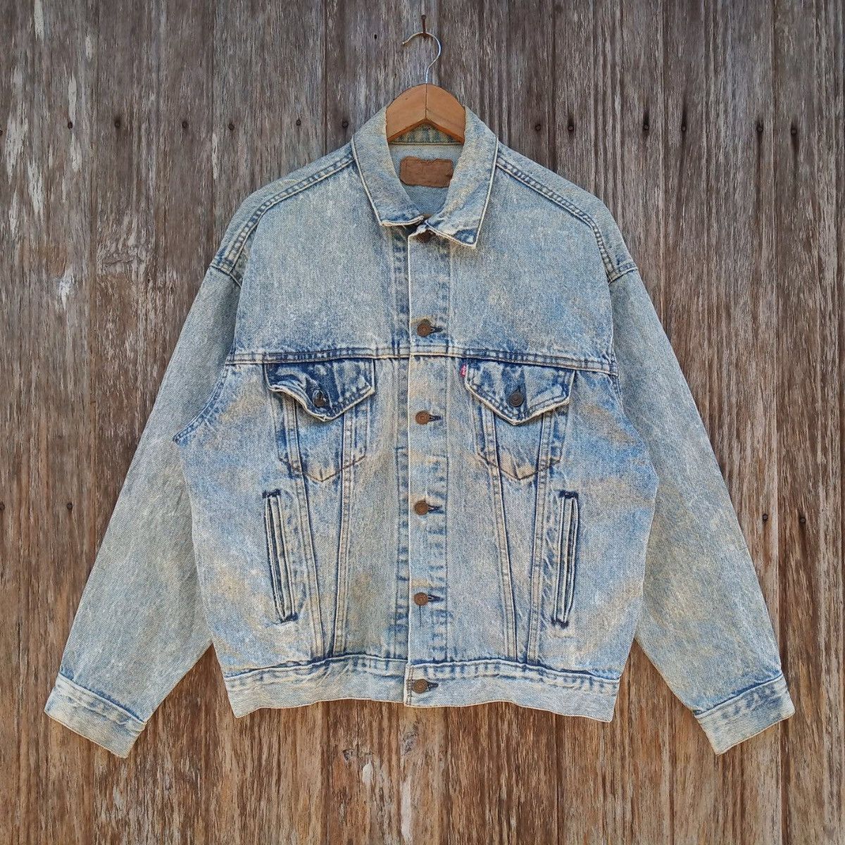 image of Denim Jacket x Levis Levi’S Trucker Jacket Acid Wash 90's Button Down Jacket in Acid Wash Blue (Siz
