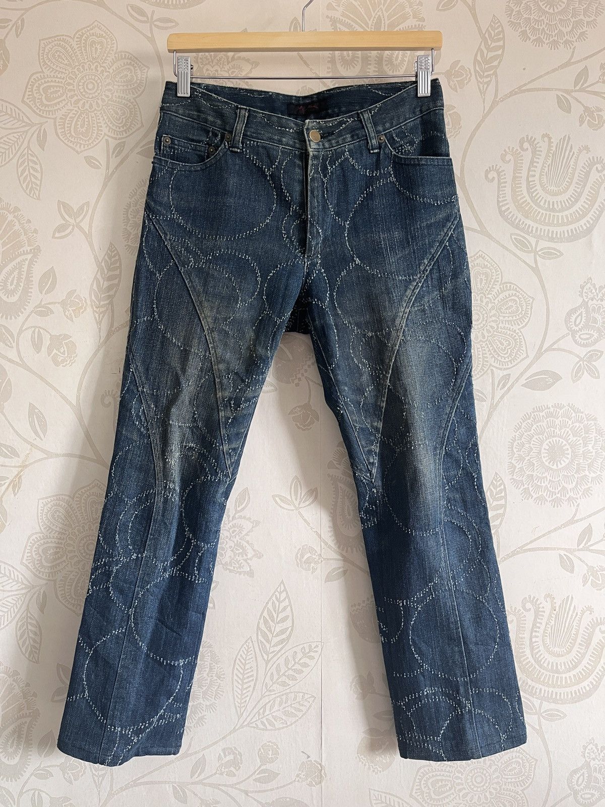 Designer × Japanese Brand Sashiko Cendree Pattern Denim Jeans Designer Size US 29 - 21 Thumbnail