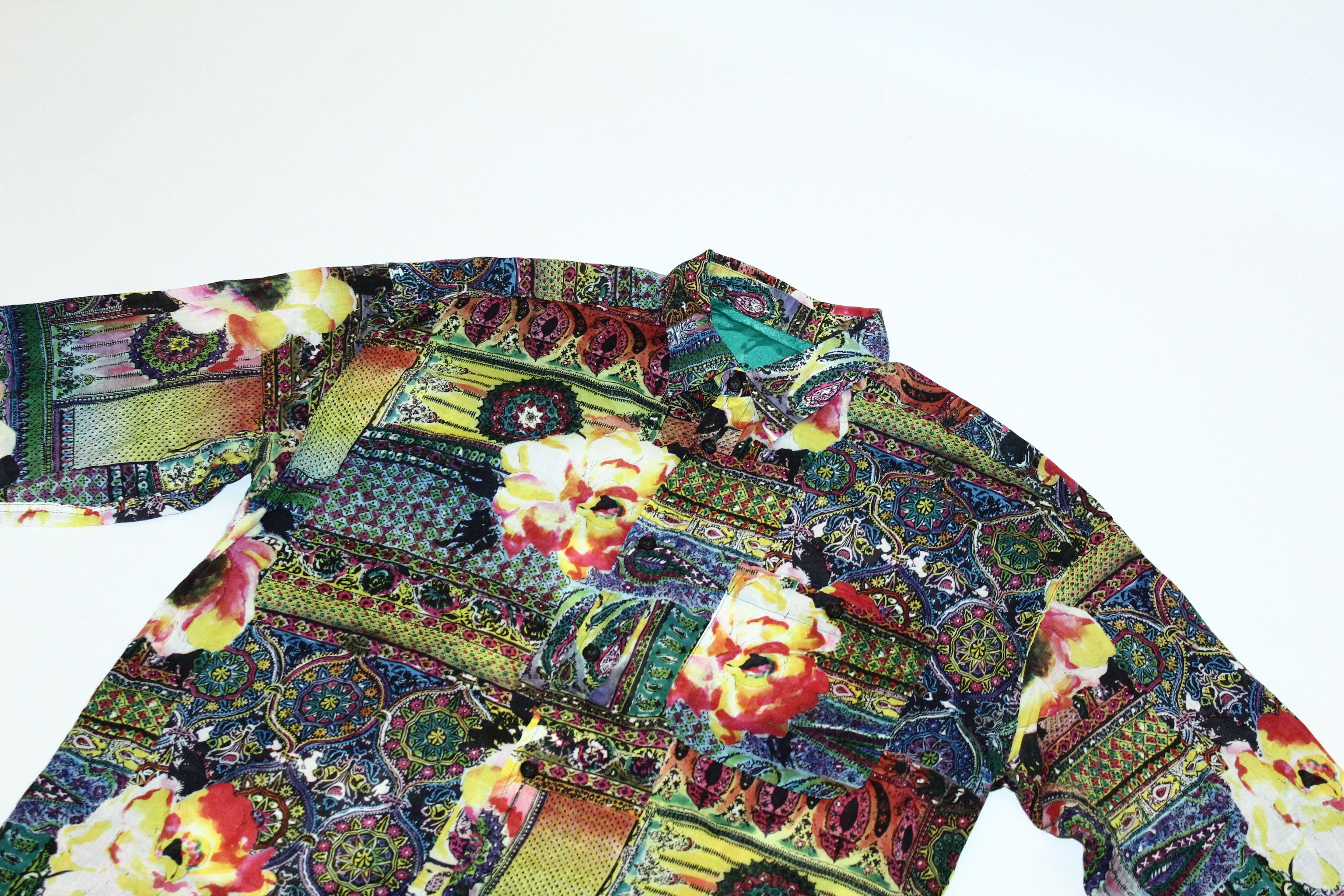 Japanese Brand 💥CHECKER design psychedelic art all over print poplin shirt Size US M / EU 48-50 / 2 - 6 Thumbnail