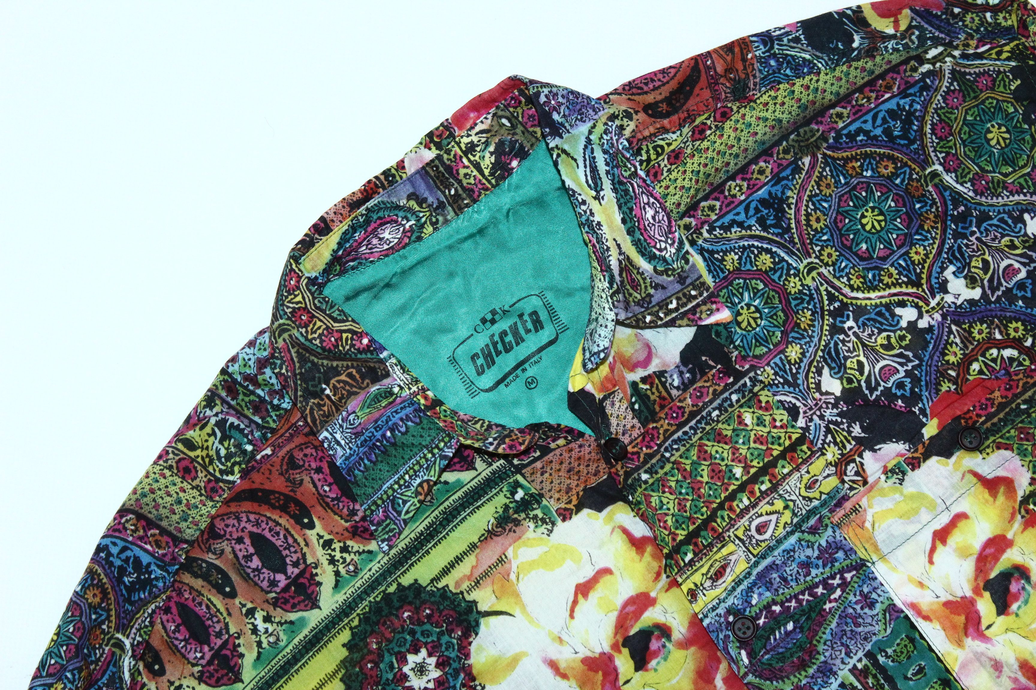 Japanese Brand 💥CHECKER design psychedelic art all over print poplin shirt Size US M / EU 48-50 / 2 - 2 Thumbnail
