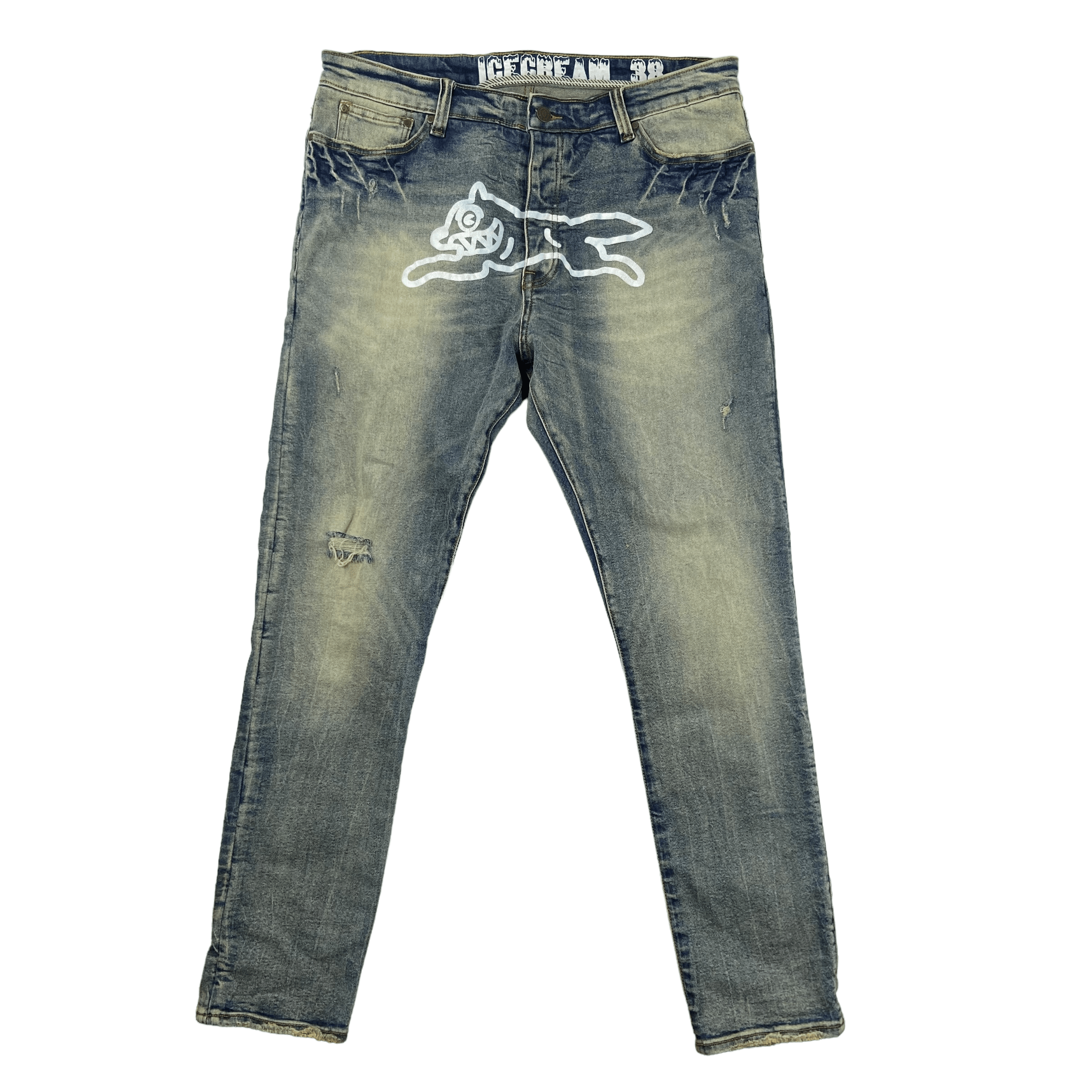 image of Billionaire Boys Club x Icecream Bbc Running Dog Logo Light Wash Jeans in Denim, Men's (Size 38)