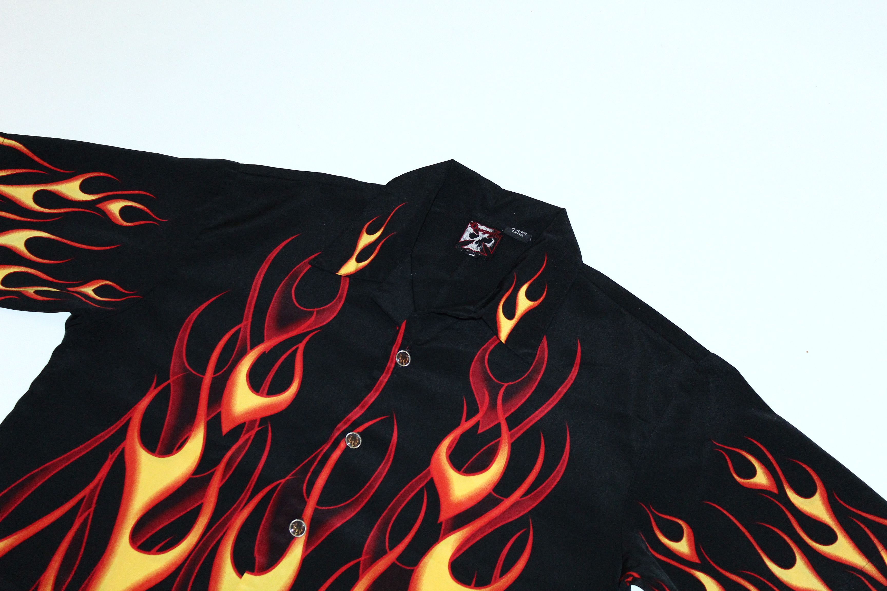 Dragonfly Y2K 💥 Dragonfly Crazy Flame Fire All Over Printed Shirt Size US L / EU 52-54 / 3 - 4 Thumbnail