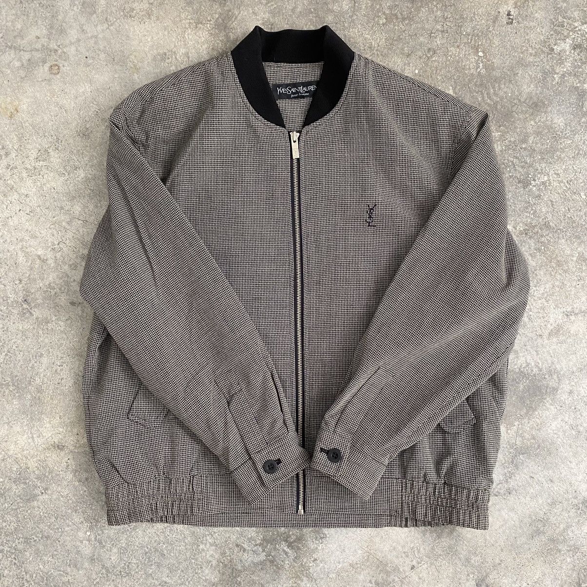 Vintage Yves Saint Laurent Checker Zipper Jacket