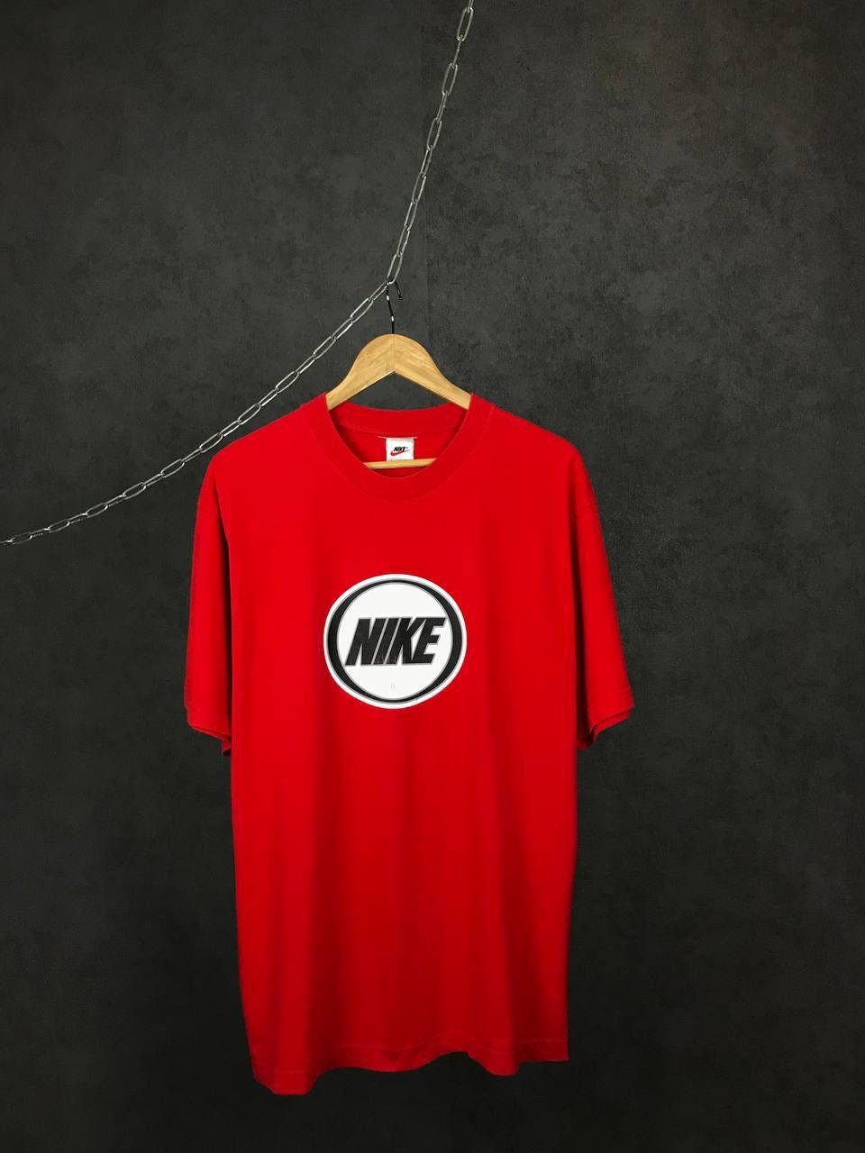 Nike × Vintage Nike swoosh streetwear vintage overprinted red tee Size US M / EU 48-50 / 2 - 1 Thumbnail