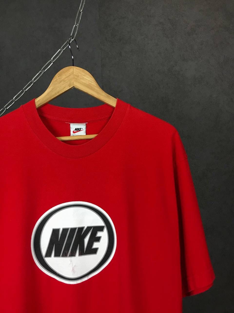 Nike × Vintage Nike swoosh streetwear vintage overprinted red tee Size US M / EU 48-50 / 2 - 5 Thumbnail