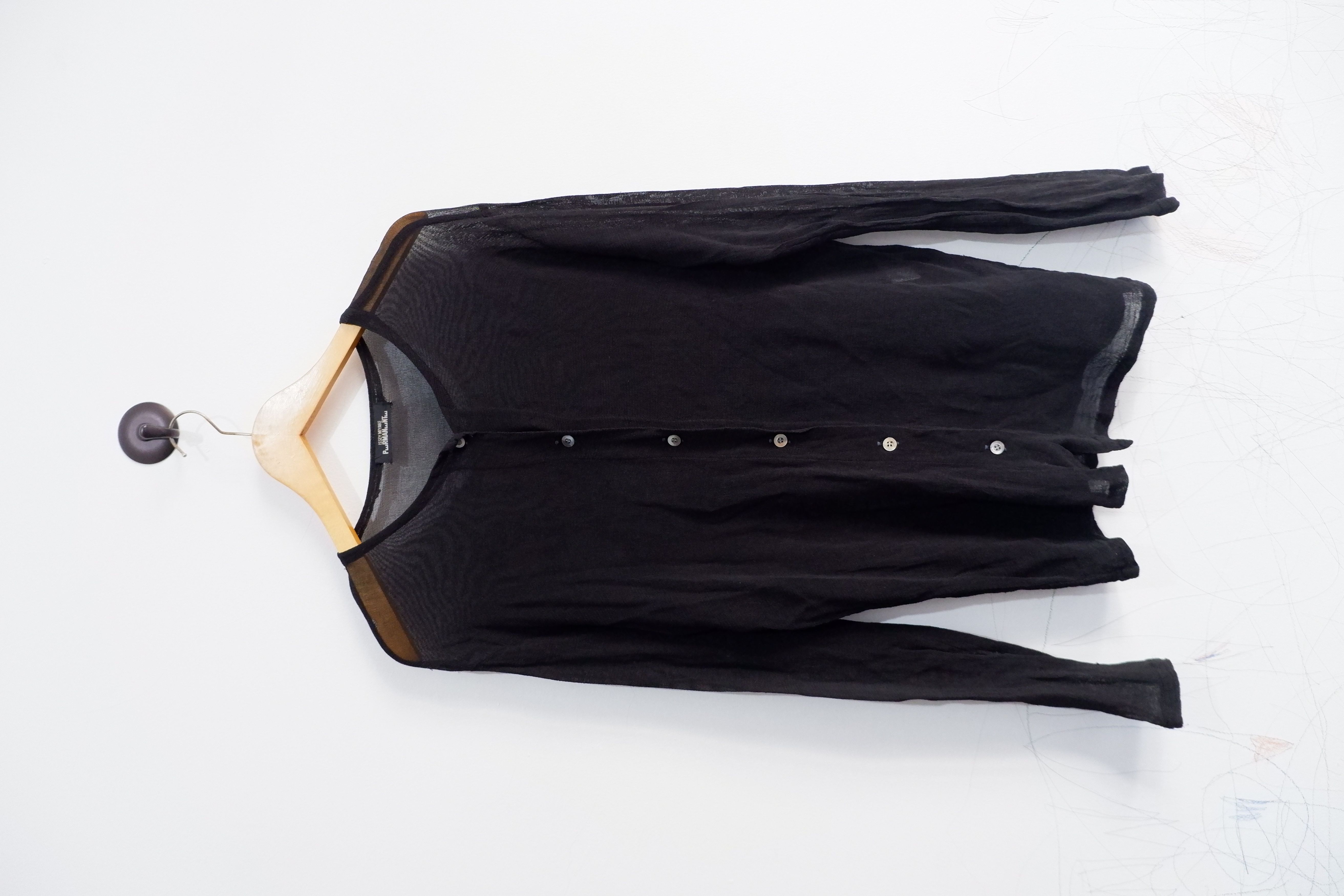 image of Vintage 90's Permanente By Issey Miyake Mesh Button Cardigan in Black, Men's (Size Medium)