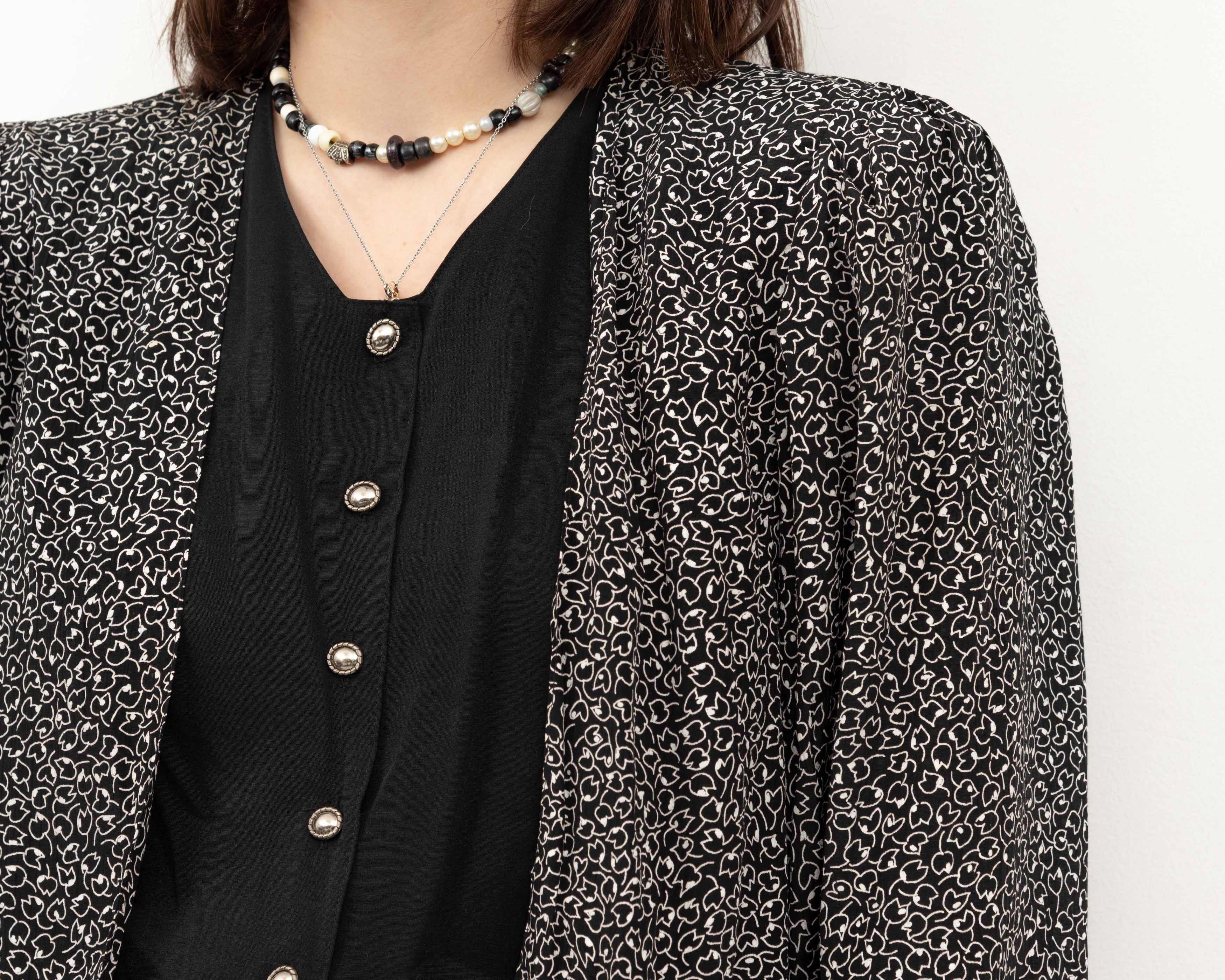 Other × Vintage Button Up Over Shirt Long Sleeved Blouse Patterned Top Size M / US 6-8 / IT 42-44 - 4 Thumbnail
