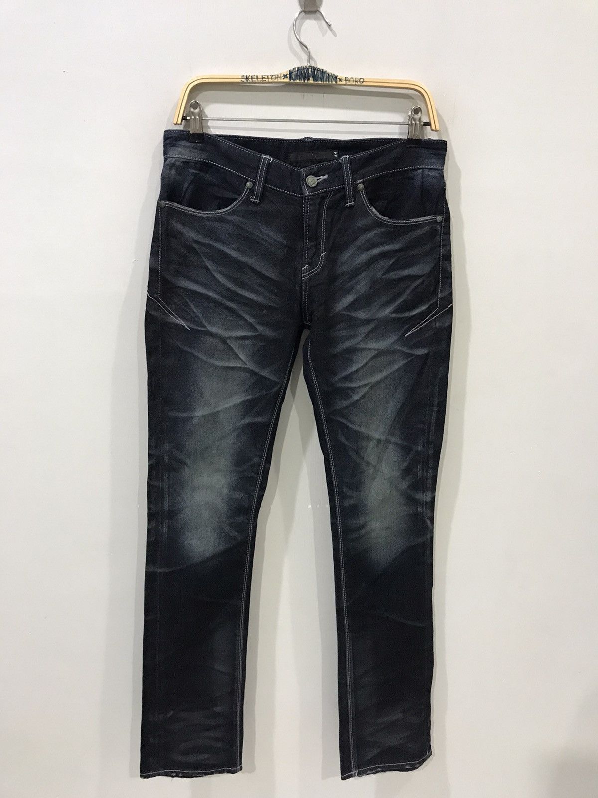 image of Biker Denim x Gostar De Fuga Fuga Japan Clstylish Fades Skinny Fit Denim in Indigo w/ Fades (Size 3