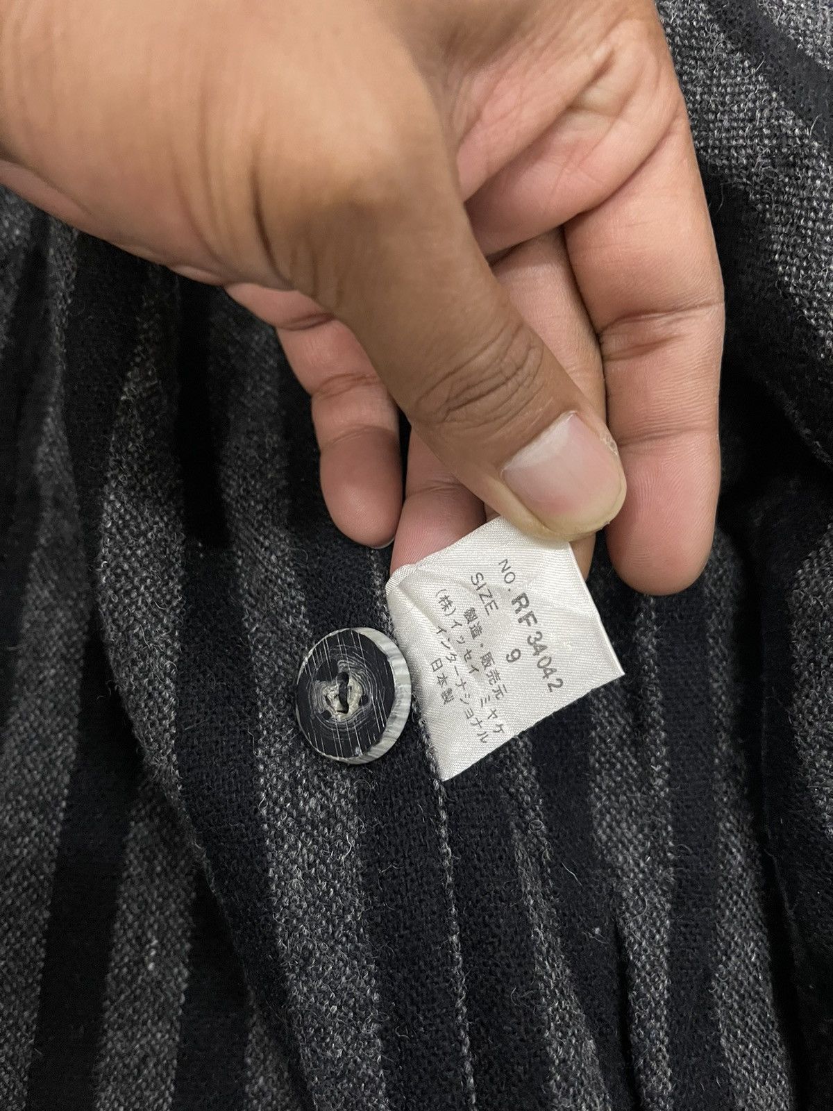 Vintage Steals🔥🔥🔥80s Issey Sport Black Grey Striped Wool Coat Size US L / EU 52-54 / 3 - 6 Thumbnail