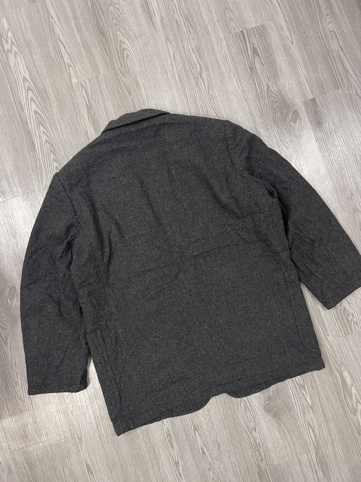 Vintage Steals🔥🔥🔥80s Issey Sport Black Grey Striped Wool Coat Size US L / EU 52-54 / 3 - 9 Thumbnail